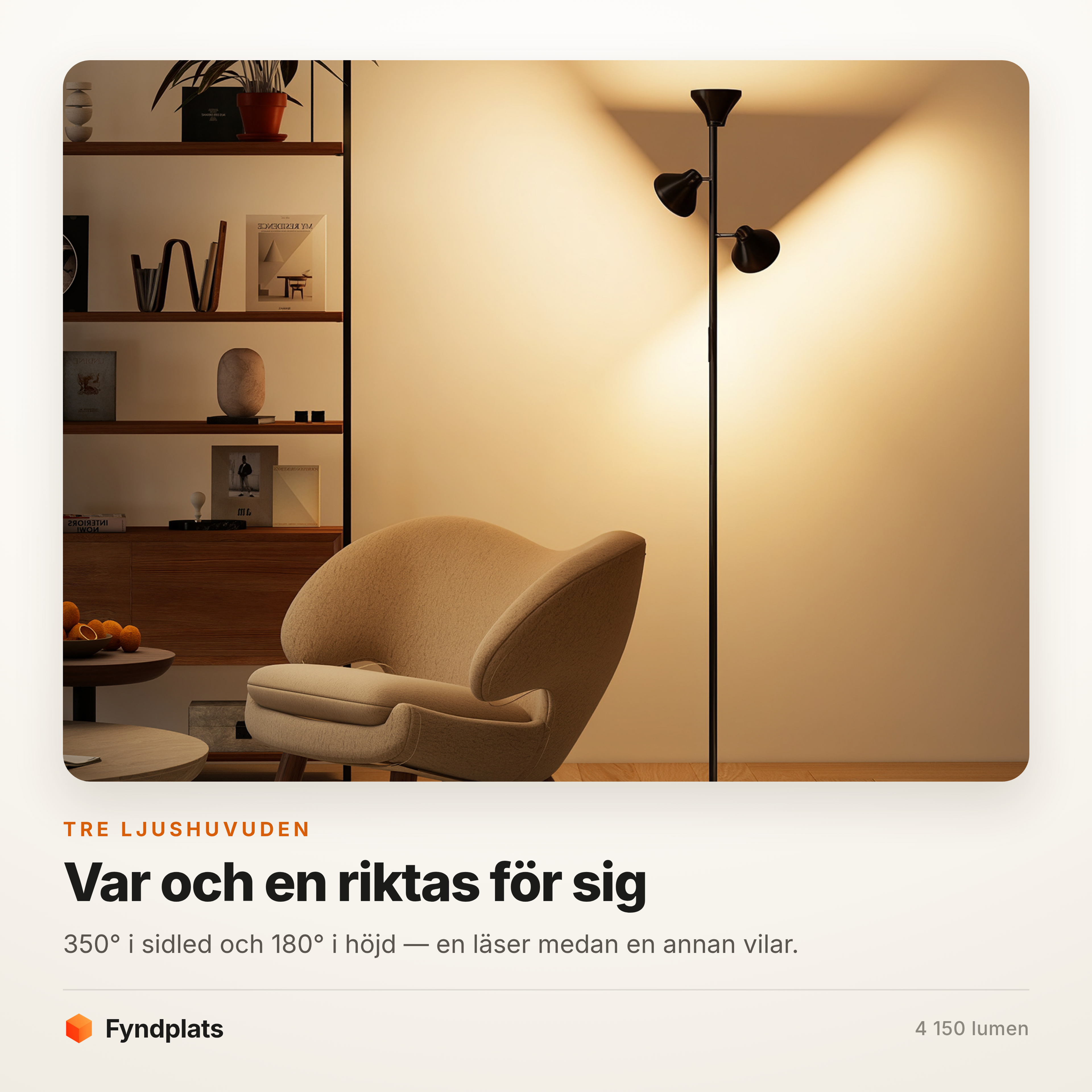 Golvlampa med tre riktbara huvuden 170 cm – 4 150 lumen, RGB och fjärrkontroll – bild 2
