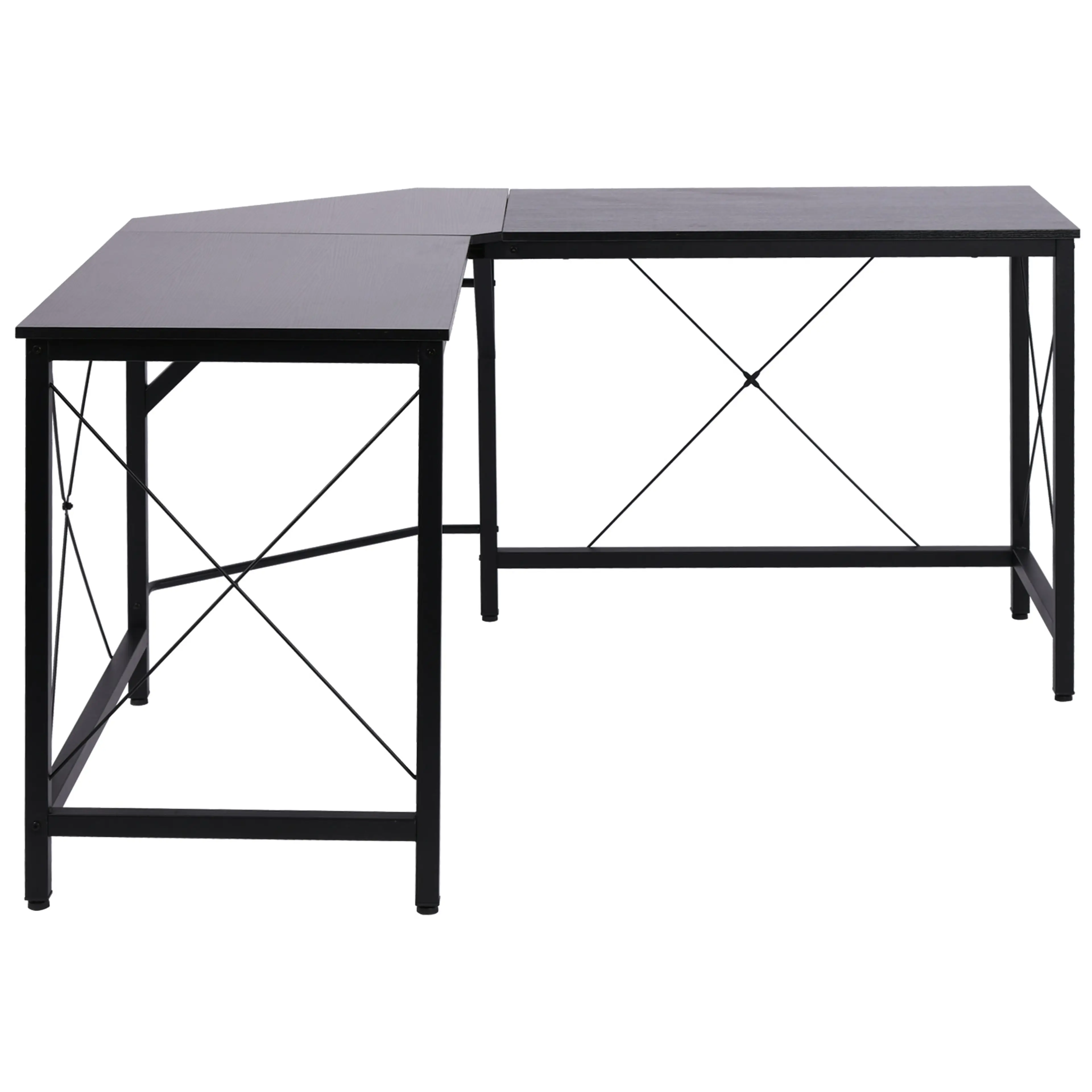 Hörnskrivbord 150 × 150 cm – natur och svart
