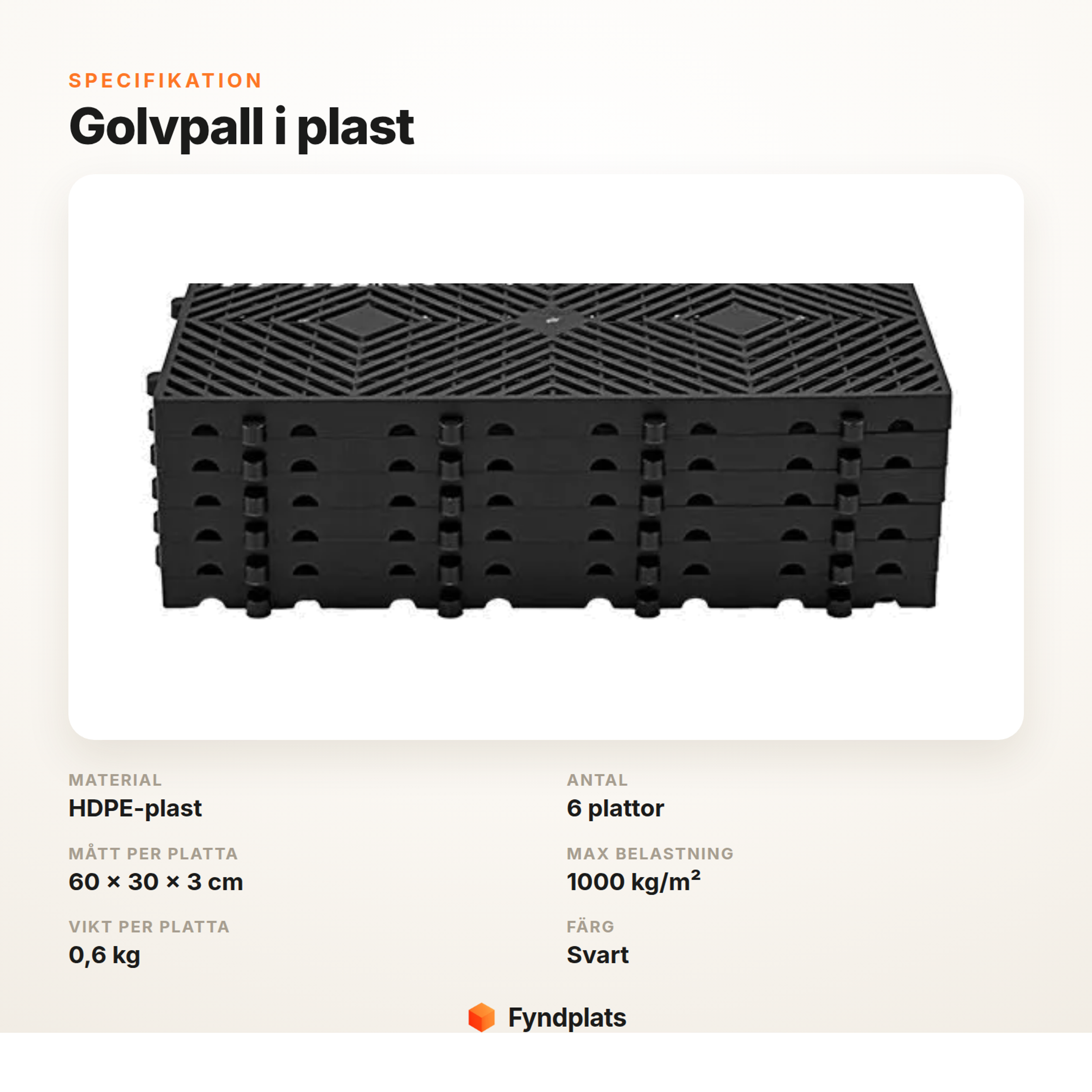 Specifikation för golvpall i plast