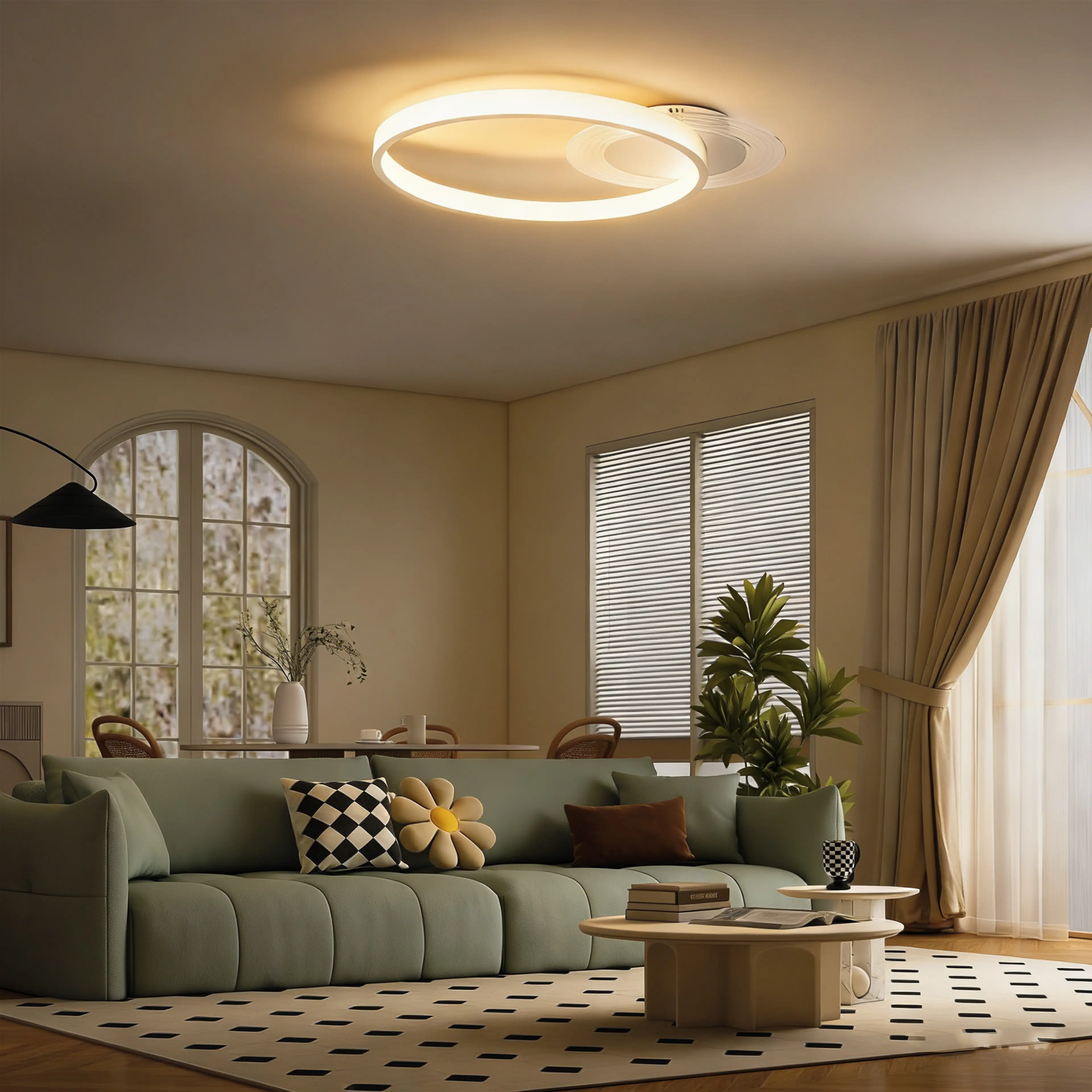 Taklampa vit med två ringar 50 cm – tre färgtemperaturer, 30 W – bild 3