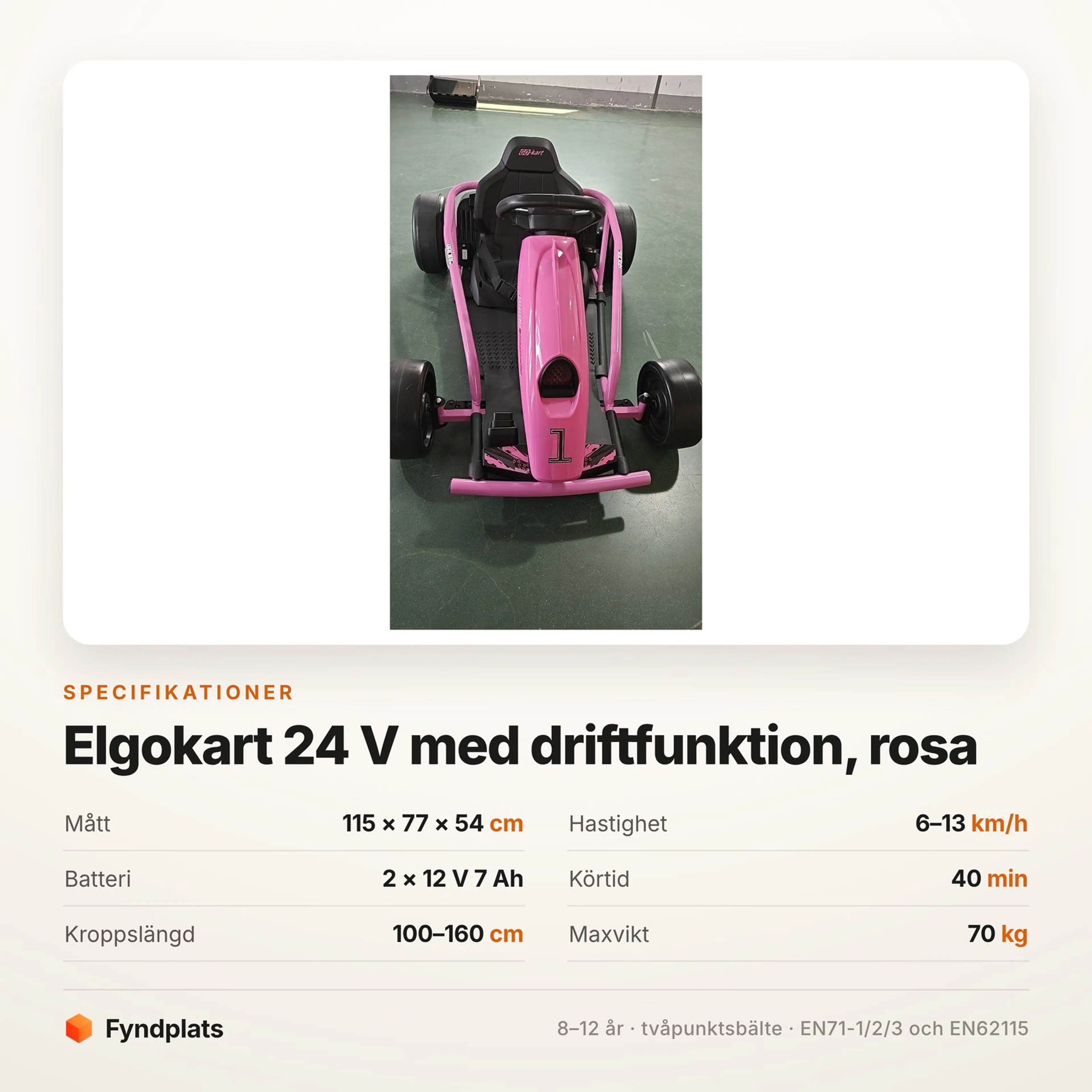 Elgokart för barn 24 V med driftfunktion, 13 km/h — rosa – bild 3