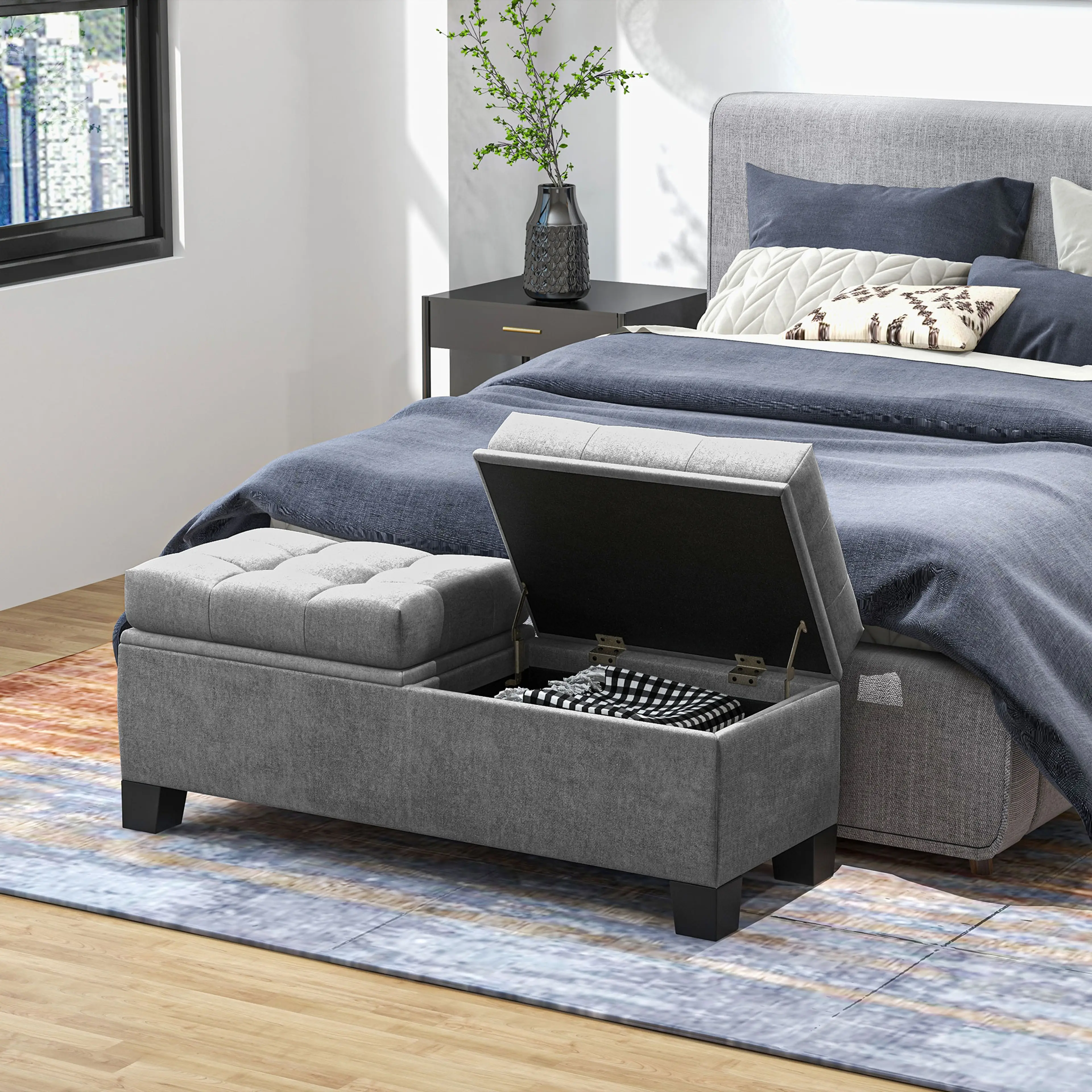 Förvaringsbänk 116 cm med två separata lock – bild 6