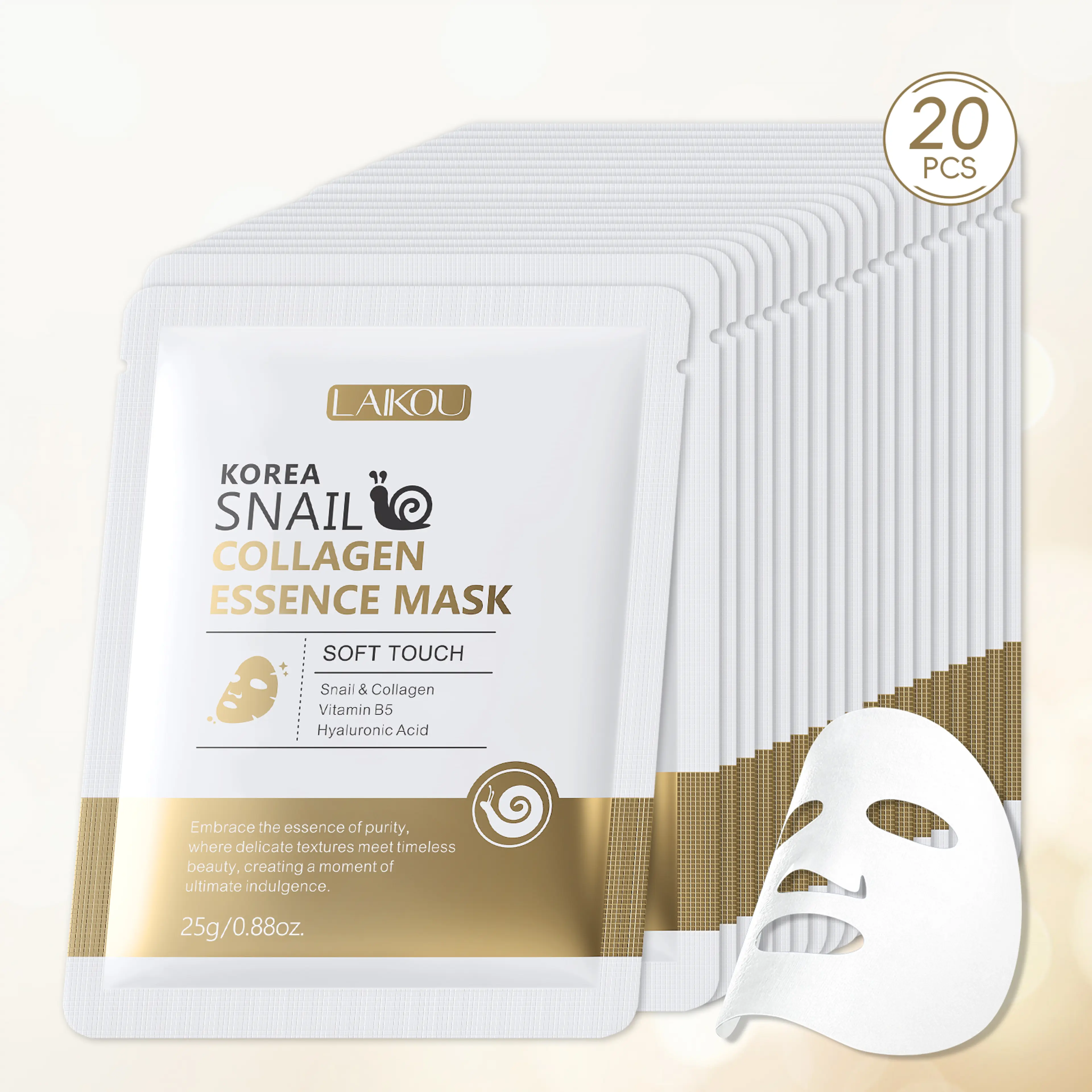 Sheetmask med snigel & kollagen – ansiktsmask 20-pack