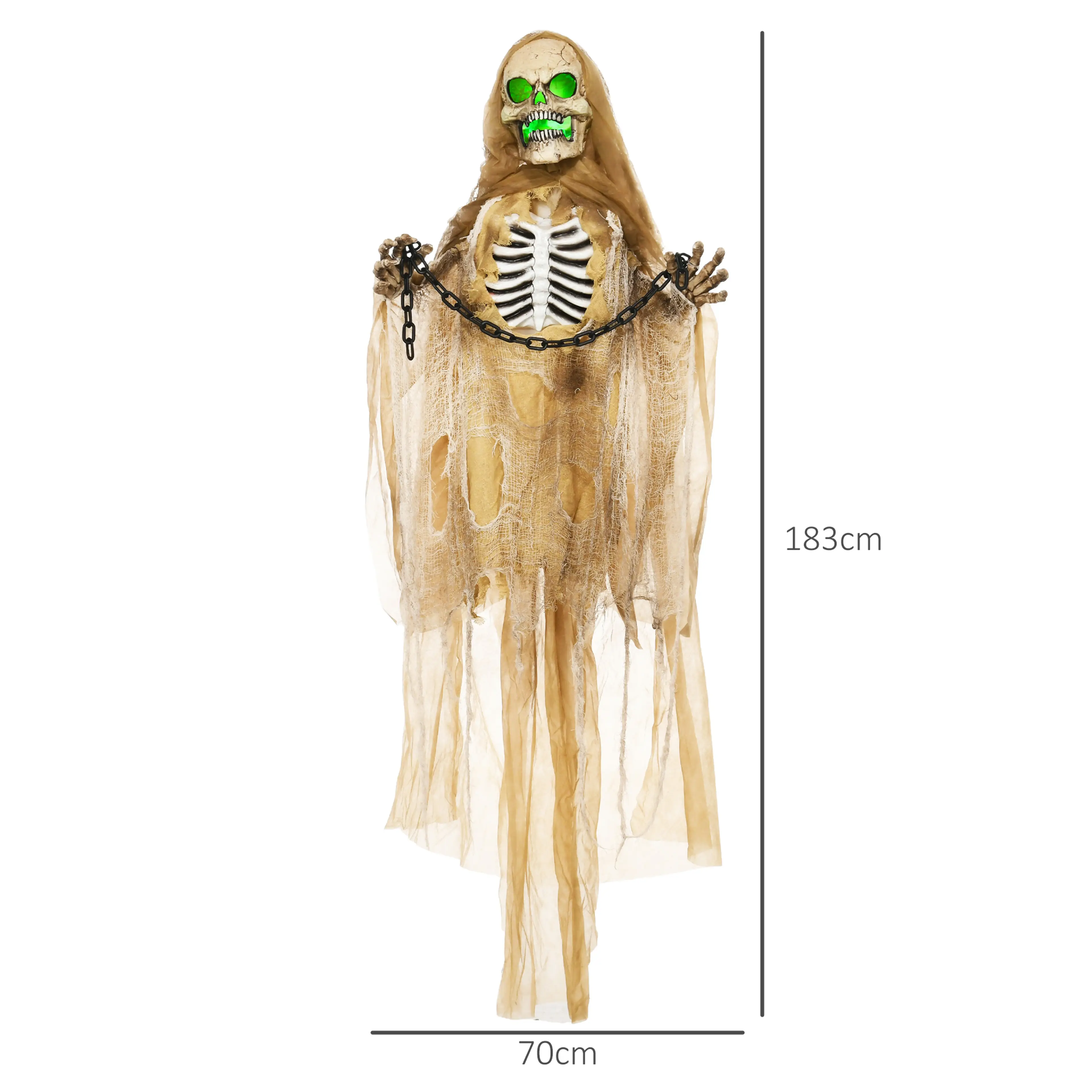 Måttskiss: 183 cm högt och 70 cm brett