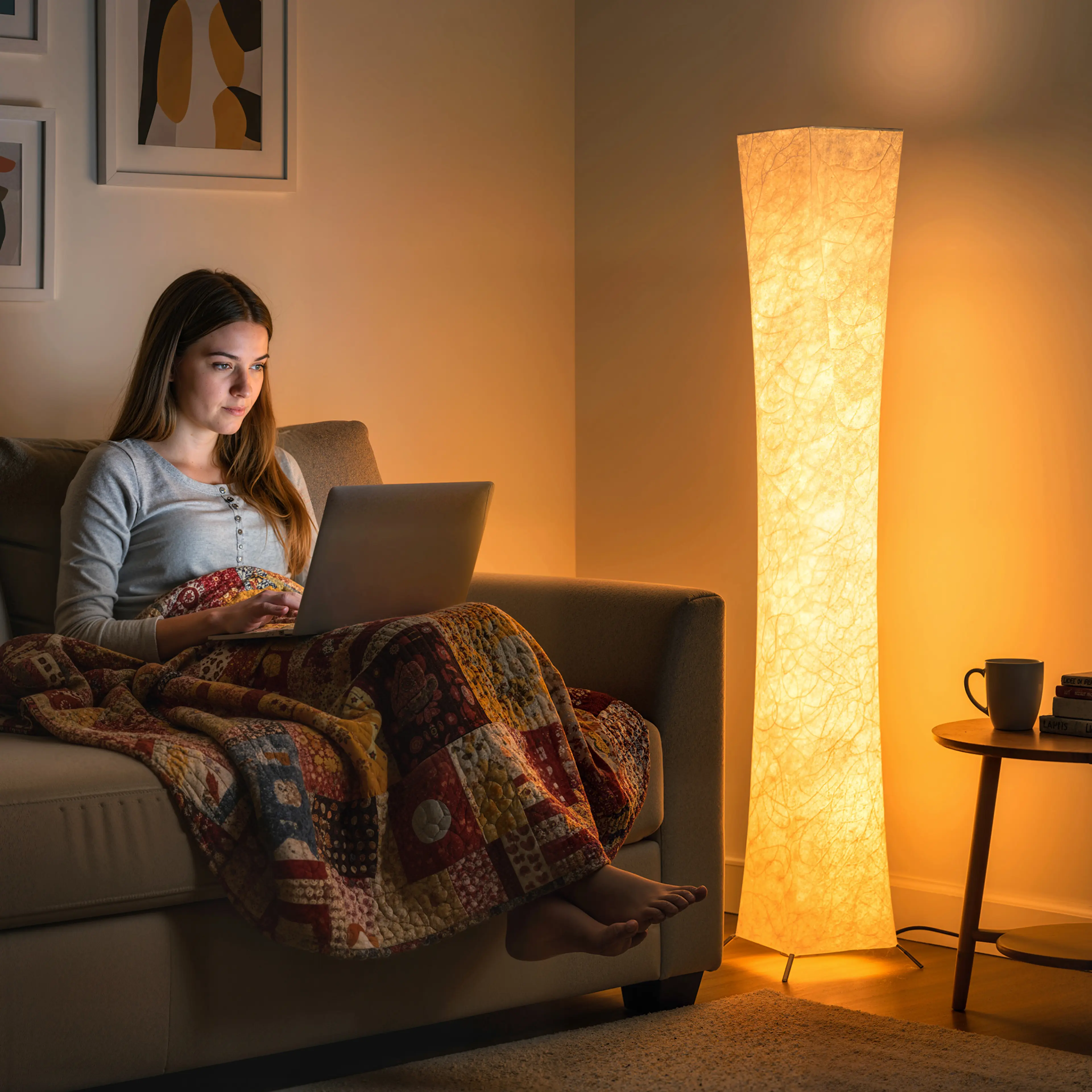 Golvlampa som lysande pelare 129 cm – tre ljusstyrkor, 900 lumen – bild 3