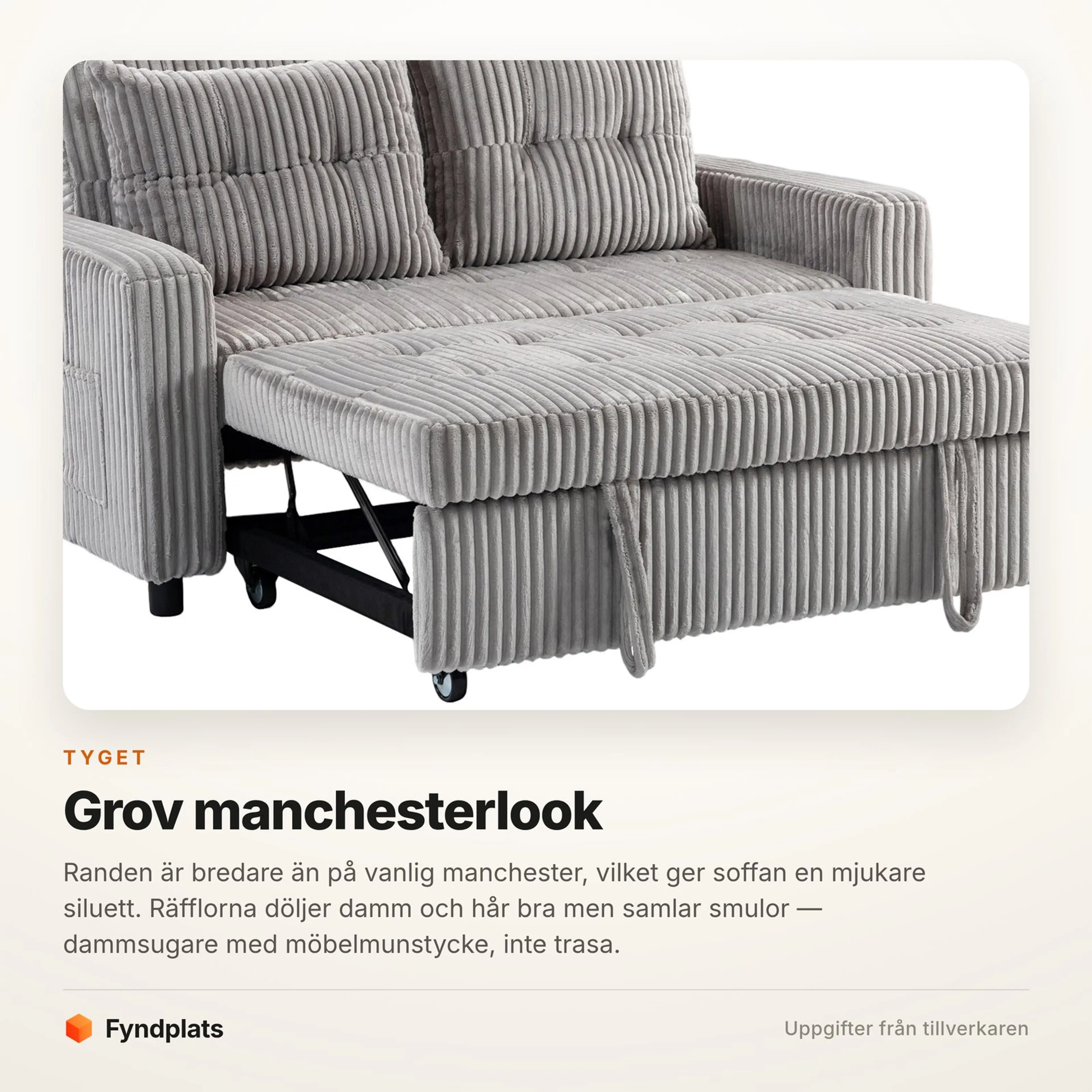 Fyndplats faktakort: grov manchesterlook med bred rand