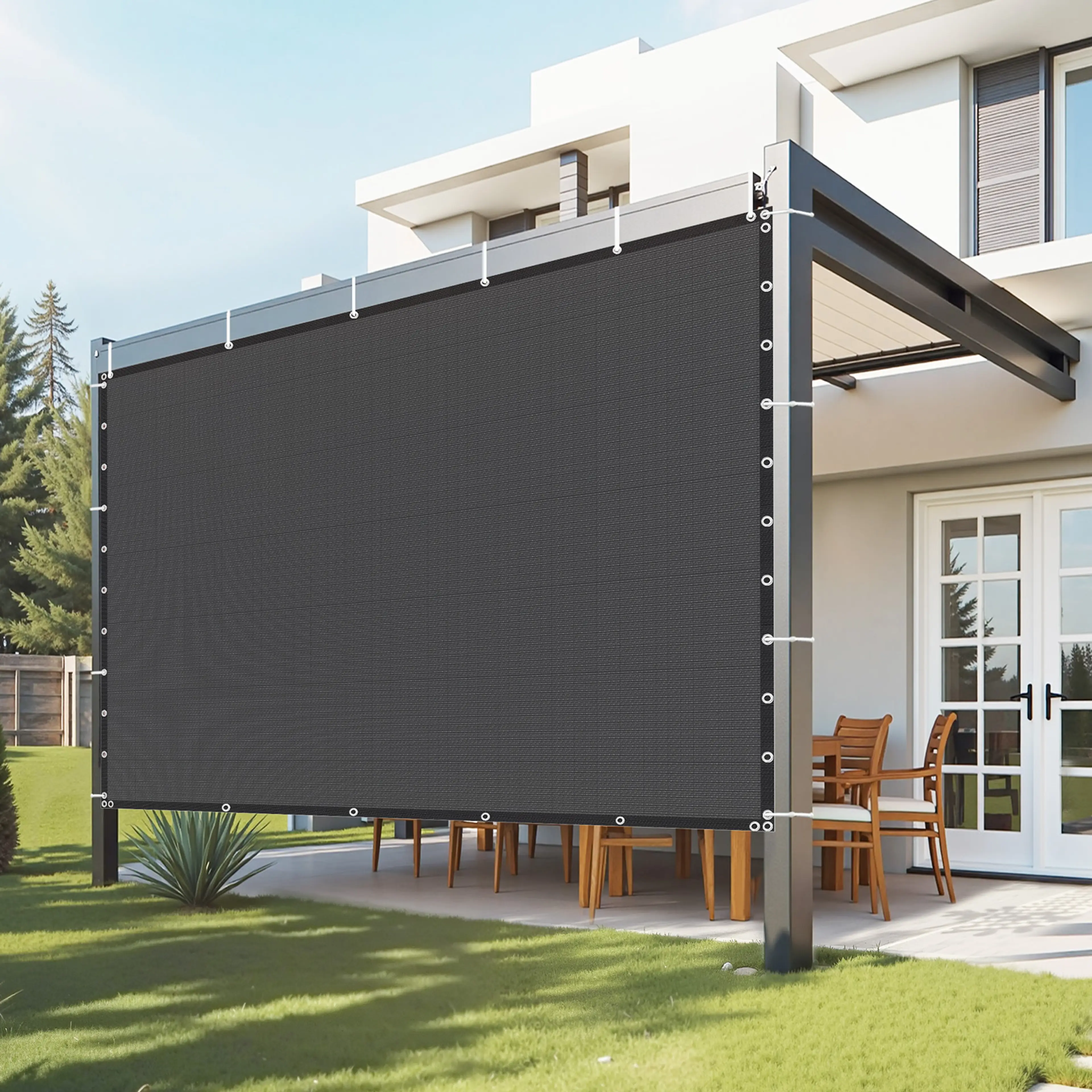 Skuggväv för pergola – 90% solskydd i HDPE med öljetter, för trädgård