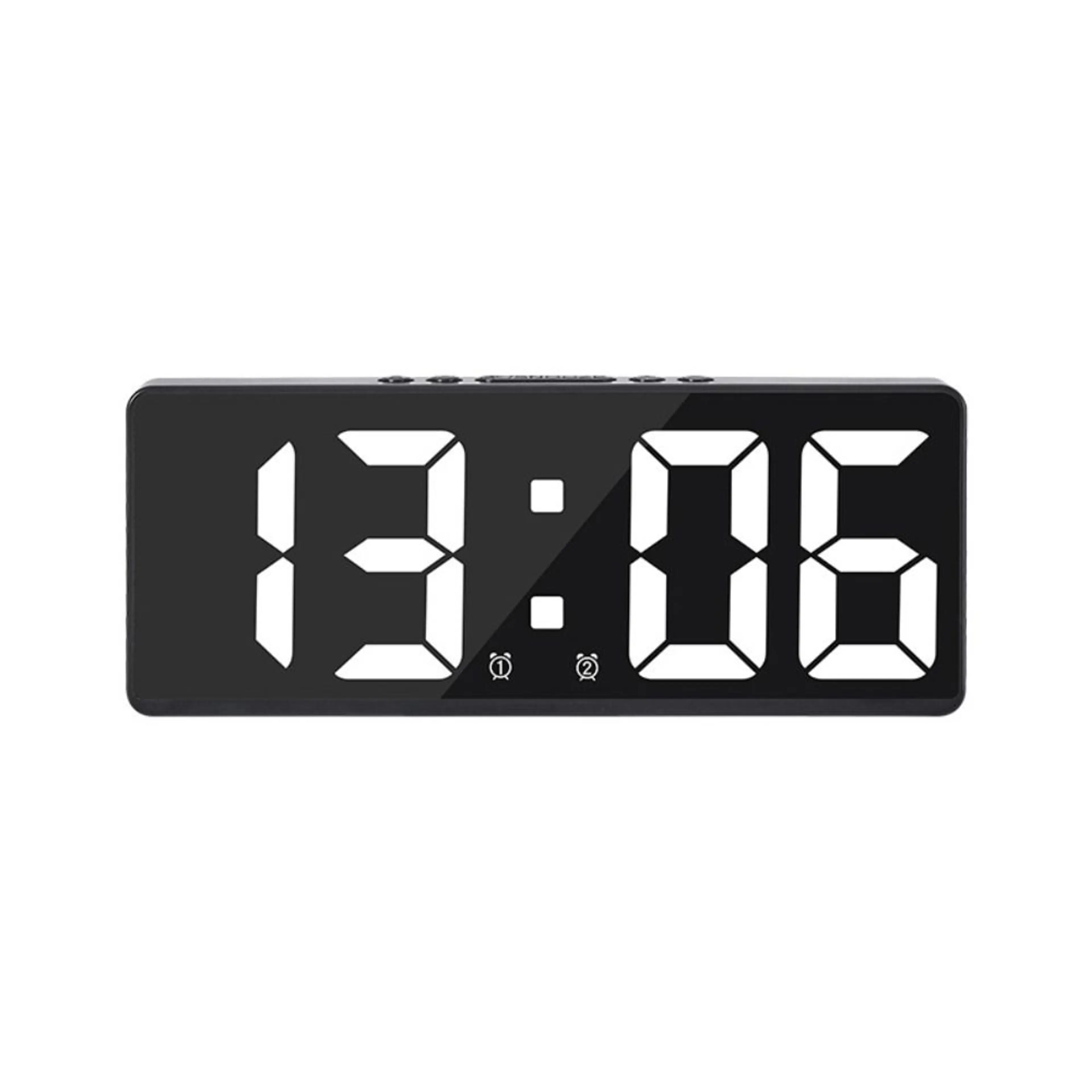 Digital LED-väckarklocka – bordsklocka med nattljus, temperatur & kalender