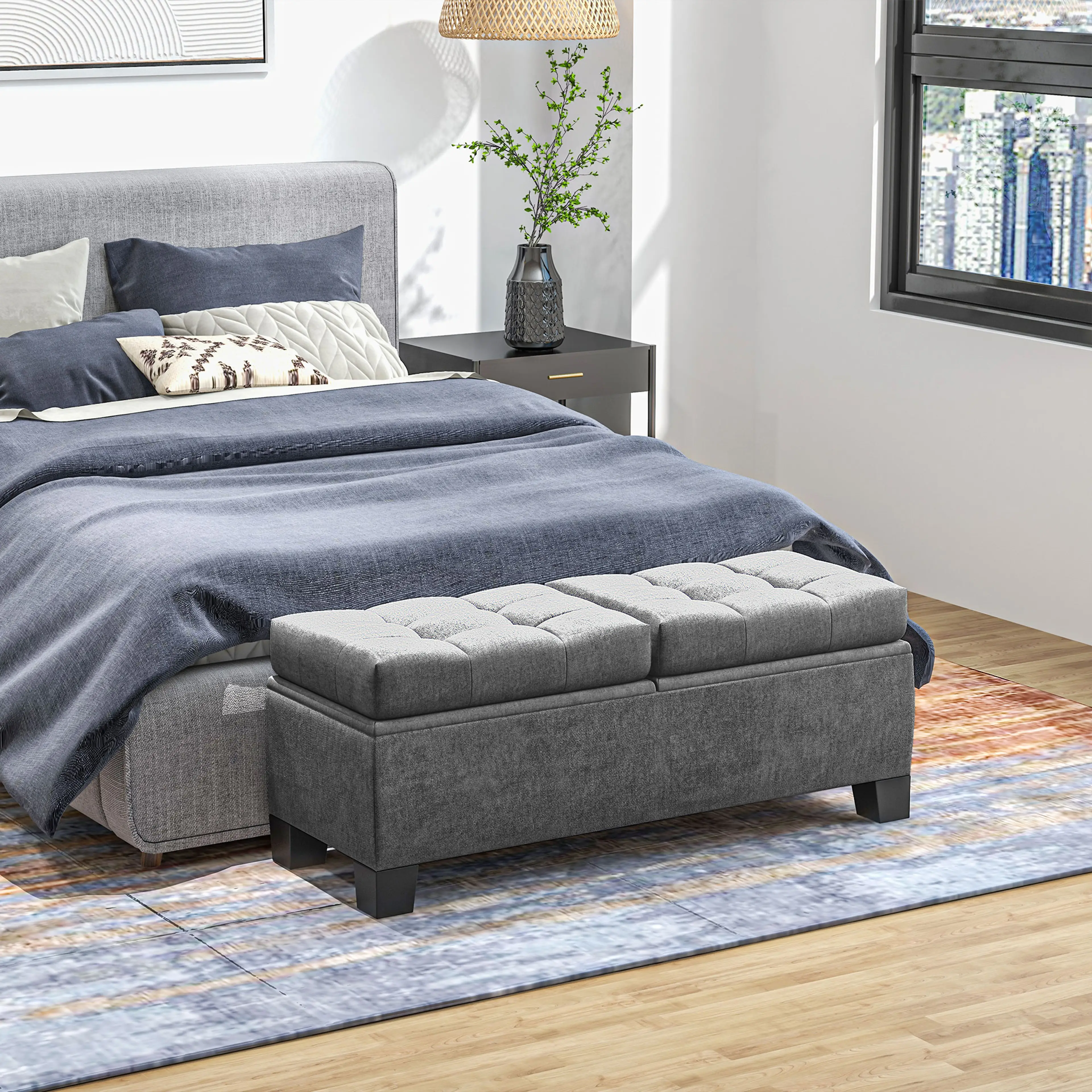 Förvaringsbänk 116 cm med två separata lock – bild 2