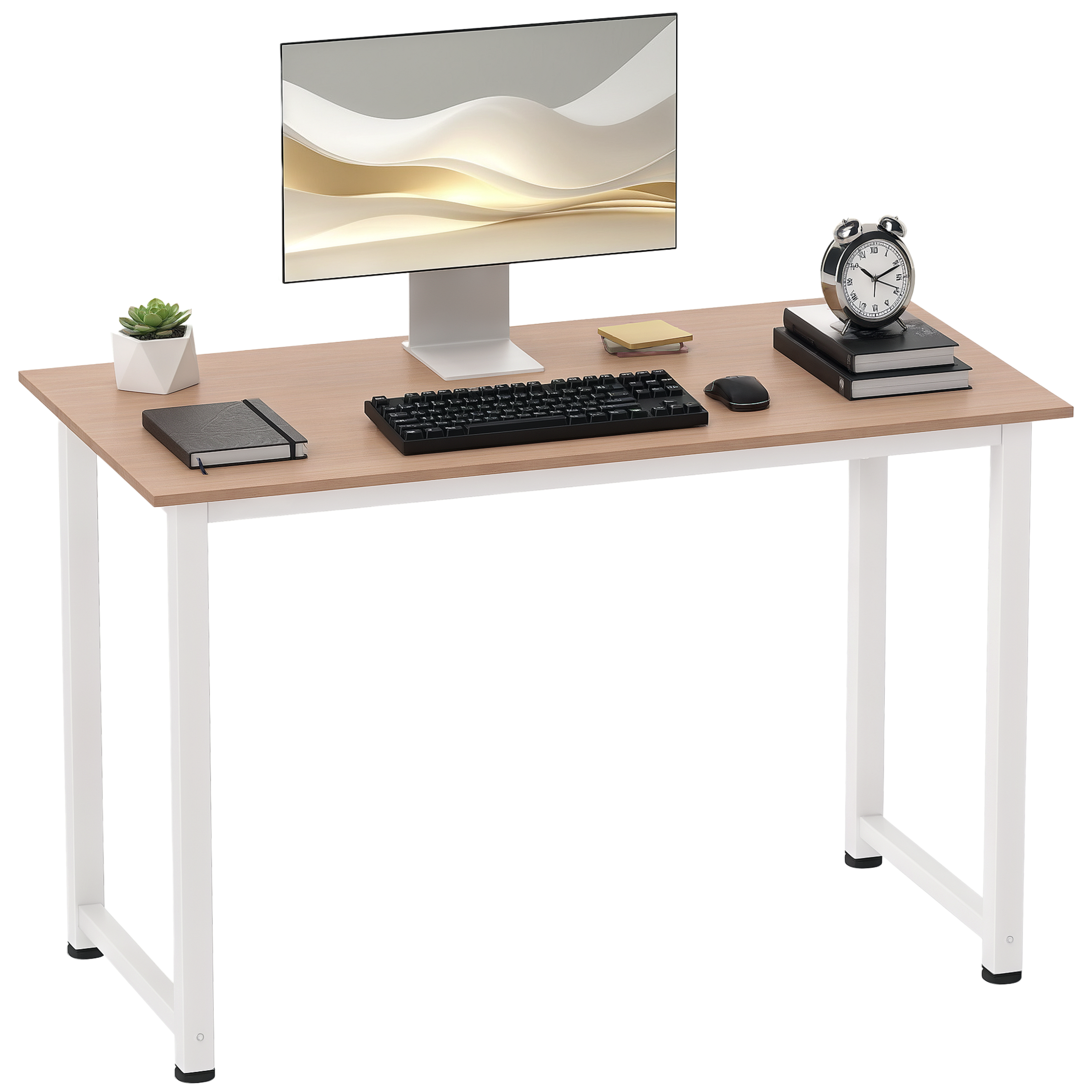 Skrivbord i ek 120 cm – datorbord med metallben och justerbara fötter