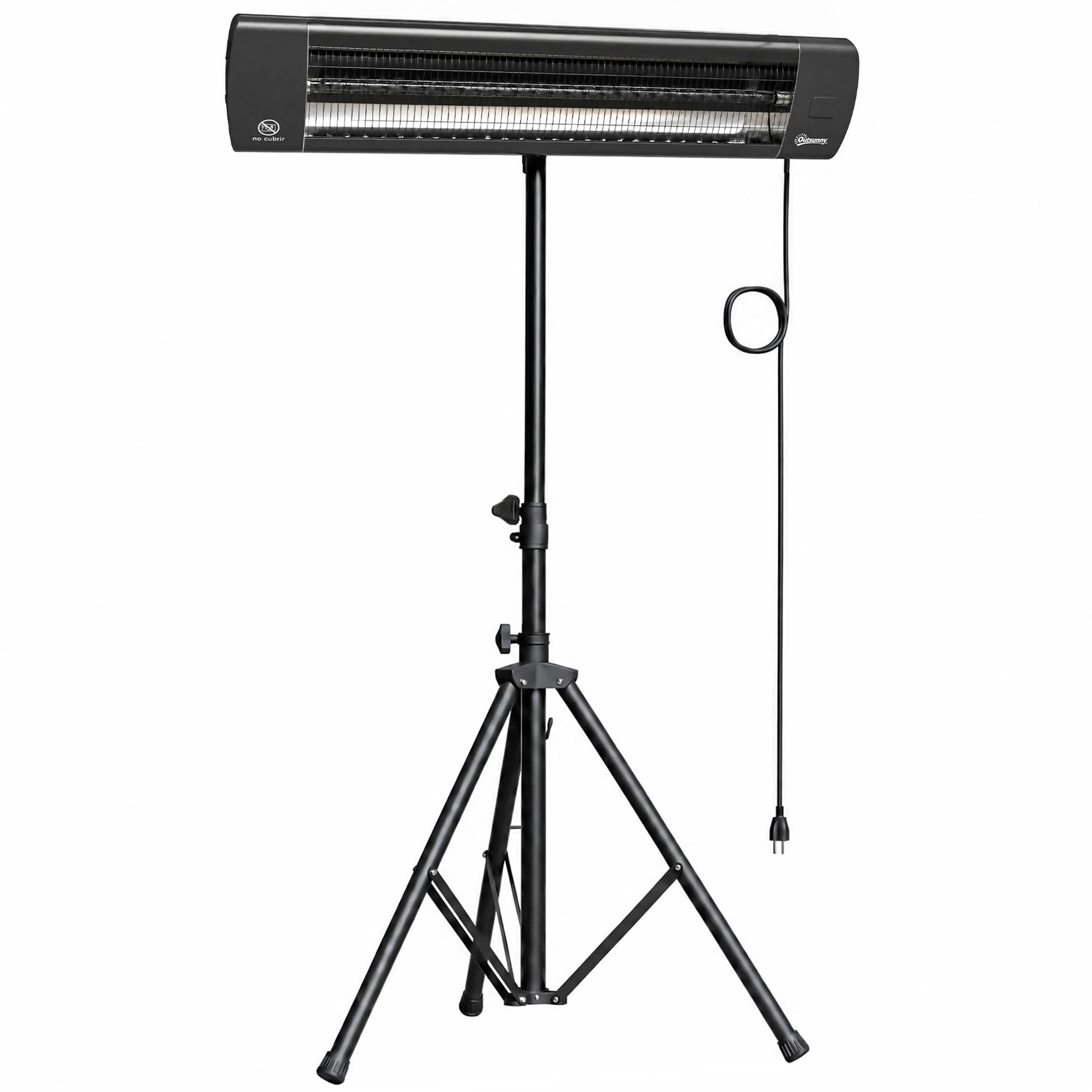 Terrassvärmare på stativ 2500 W, höjd 1,13–1,8 m med tippskydd