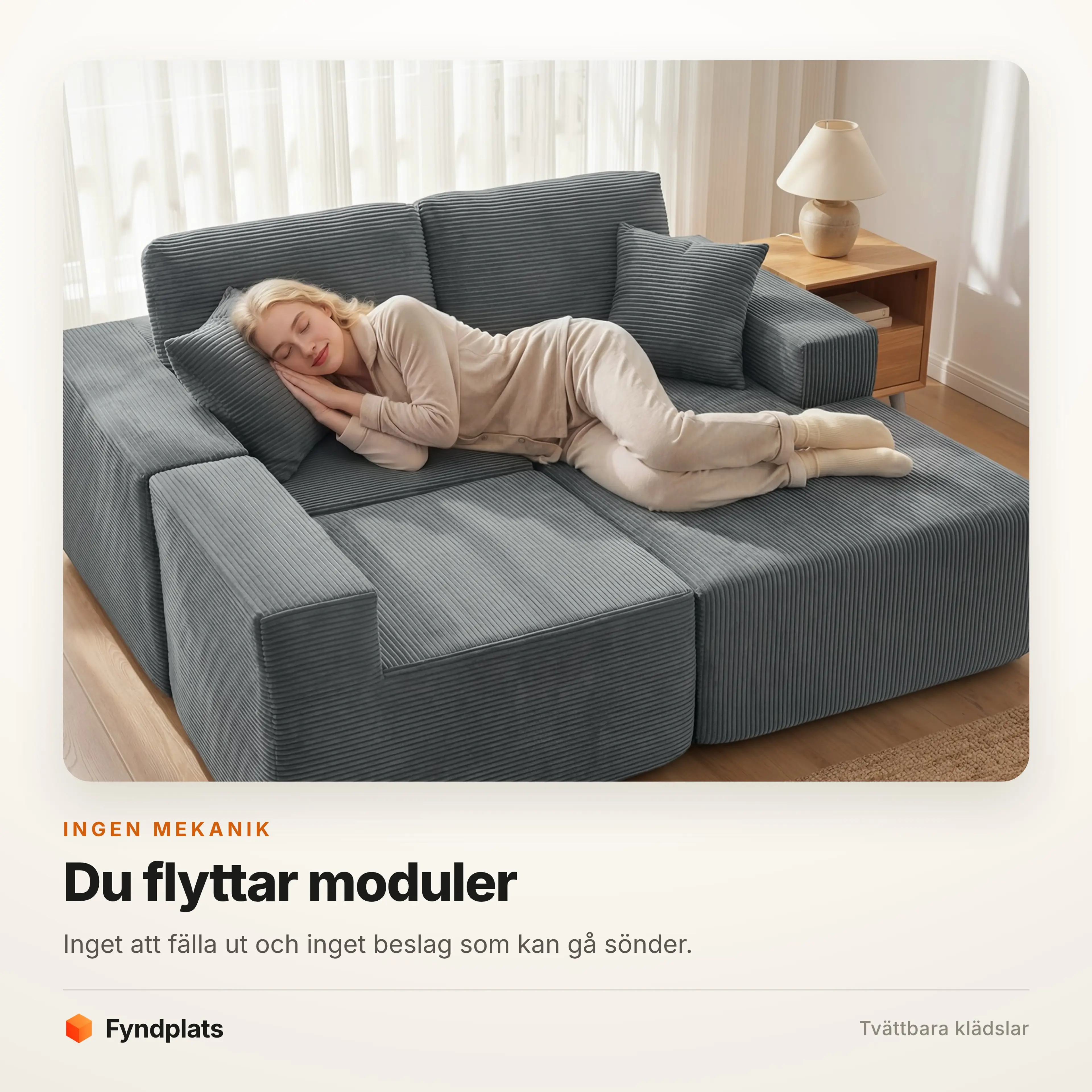 Modulerna ihopskjutna till en sammanhängande liggyta