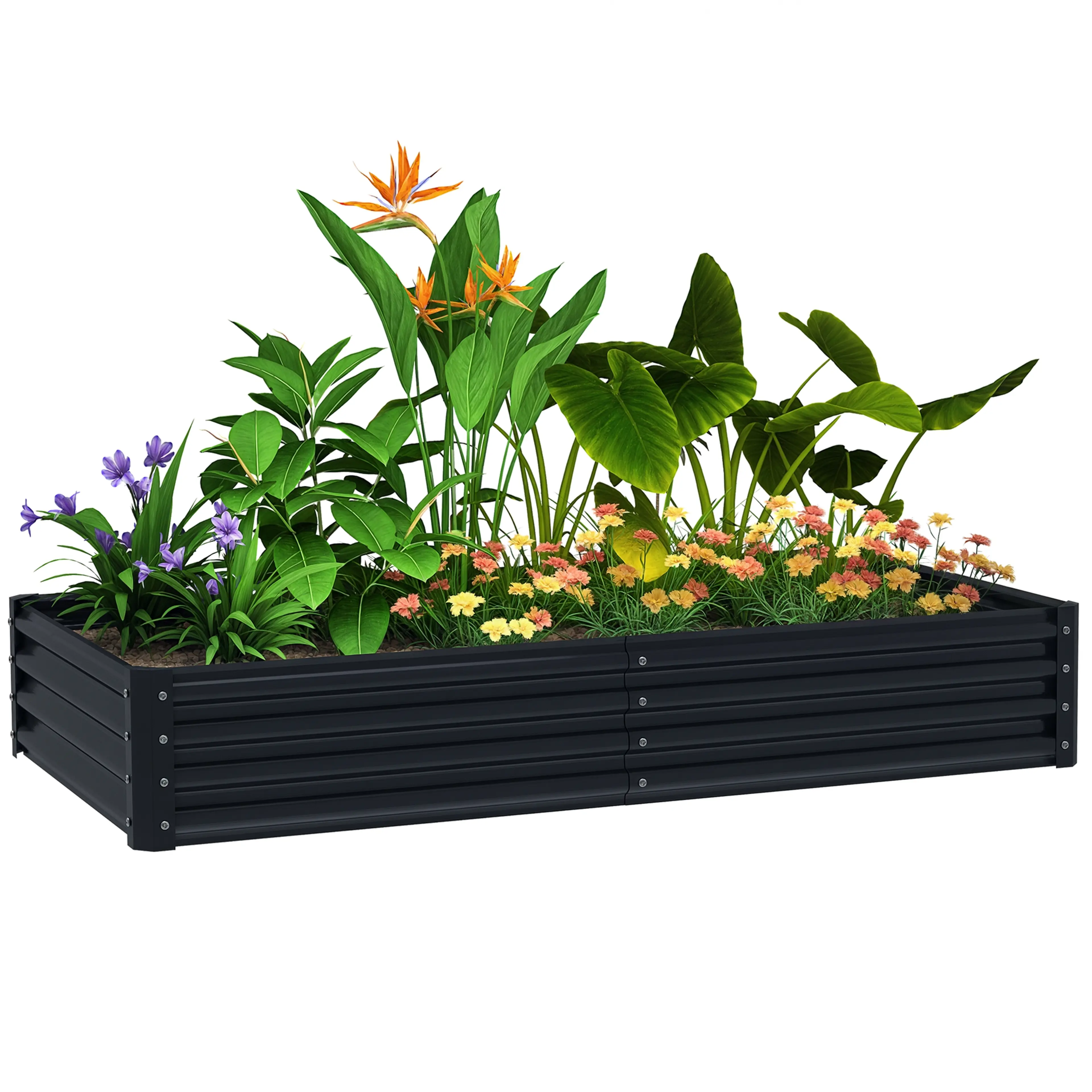 Odlingslåda i metall 180×90×30 cm – galvaniserat stål, öppen botten