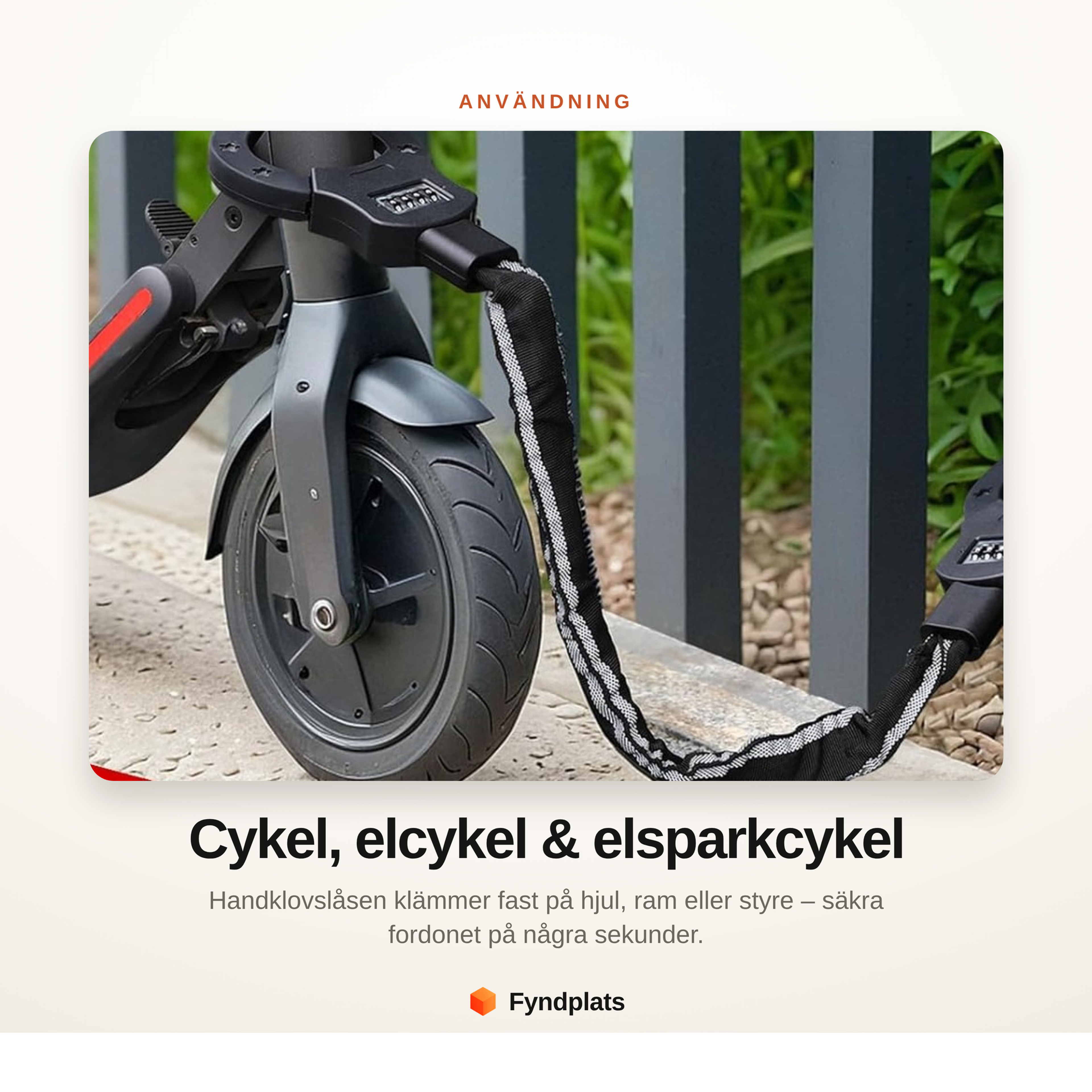 Kättinglåset låser fast elsparkcykel, cykel och elcykel