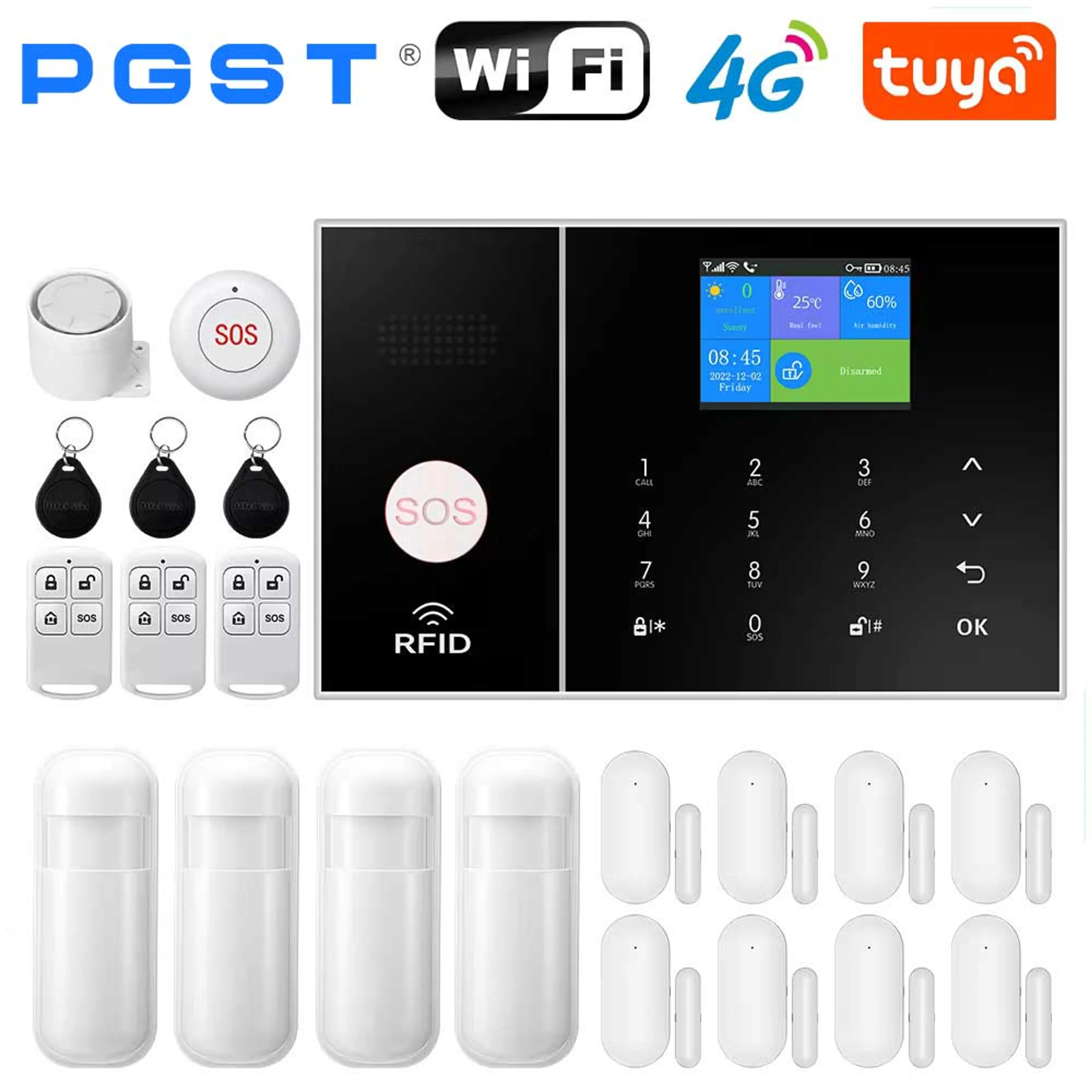 Hemlarm paket E-4G – larmpanel med knappsats och sensorer