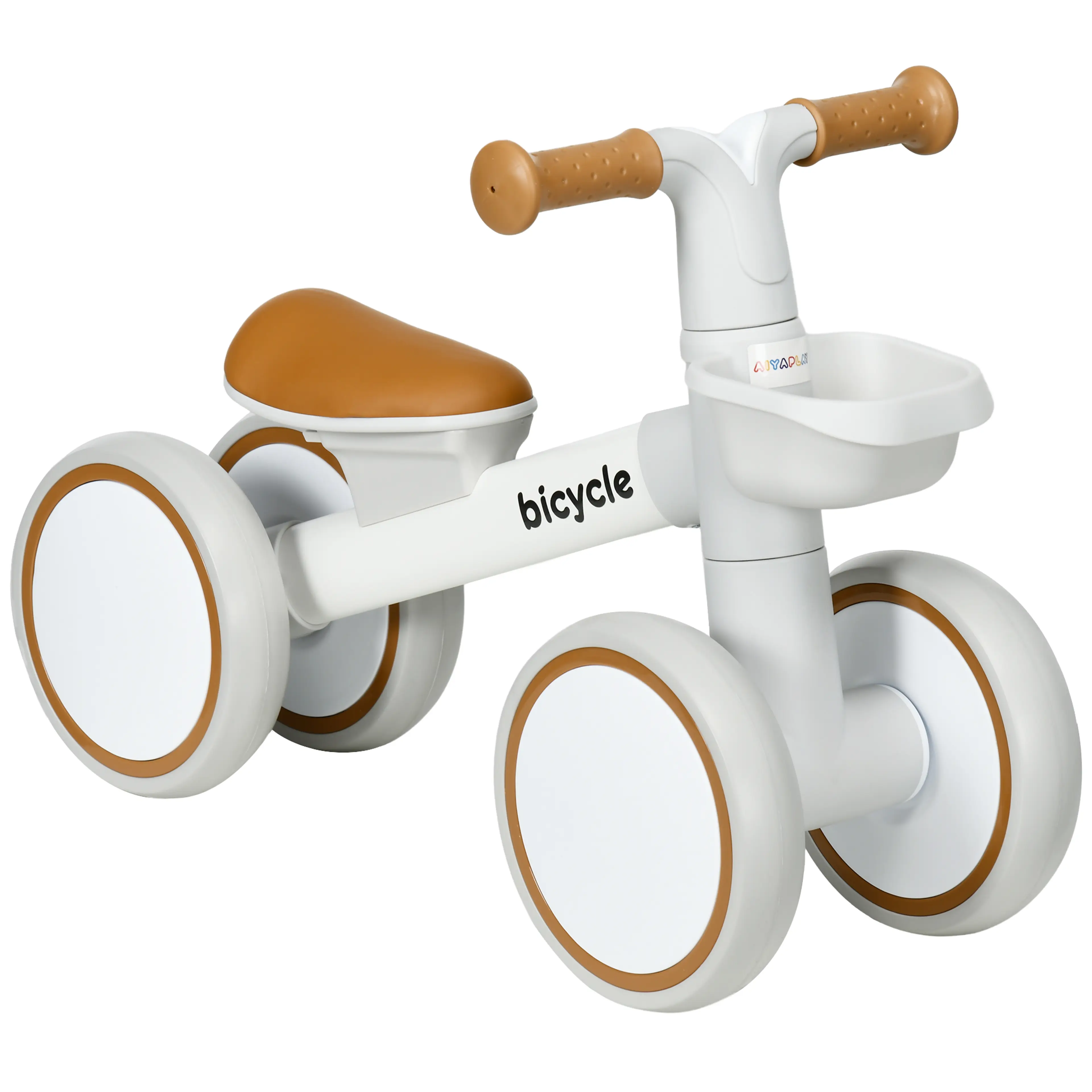 Springcykel för barn 1–3 år – 4 tysta hjul, justerbar sadel och korg