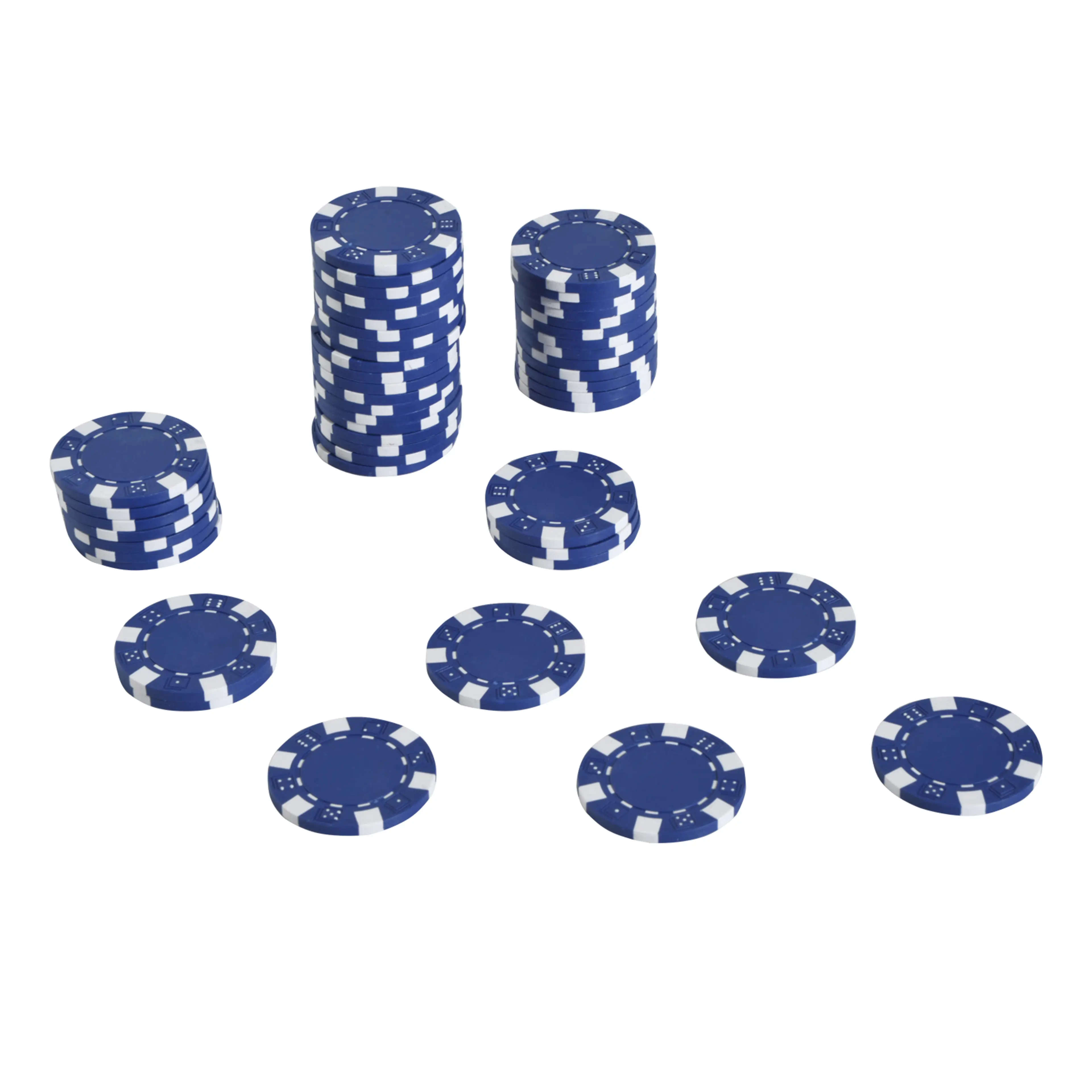 Blå pokermarker i högar