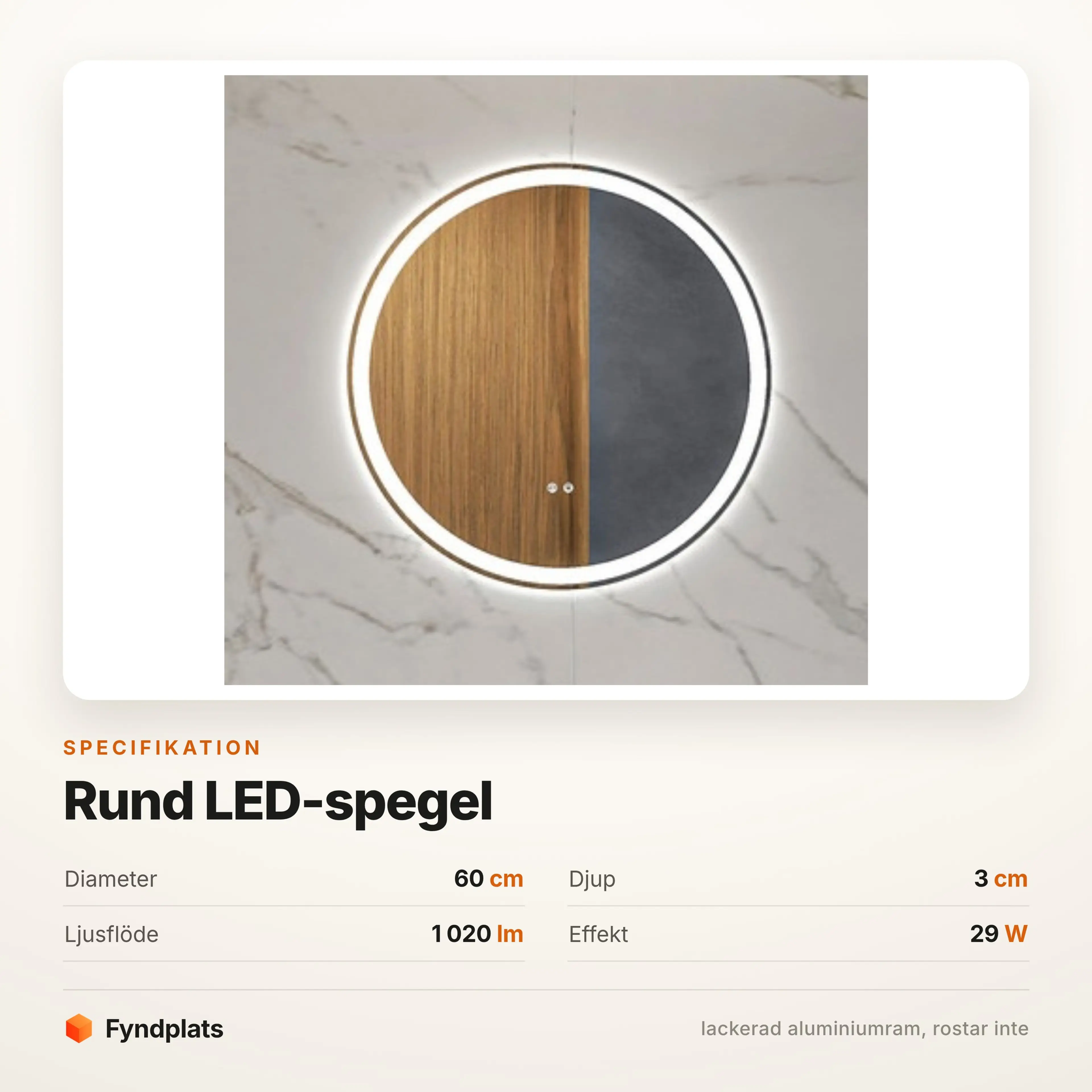 Rund badrumsspegel LED Ø 60 cm – bild 4
