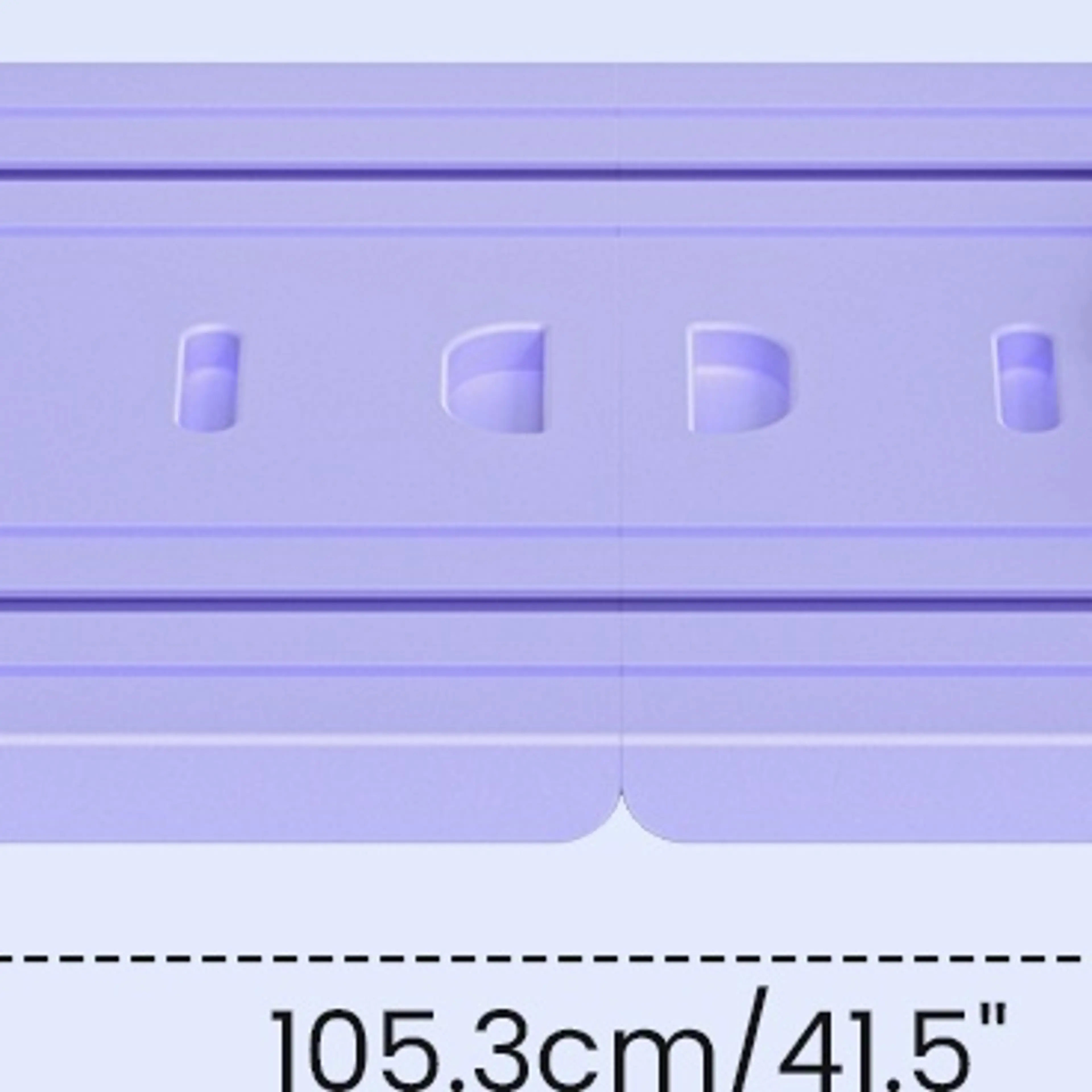 Måttskiss för träningsbrädan: 105,3 cm lång, 40,5 cm bred och 7 cm tjock