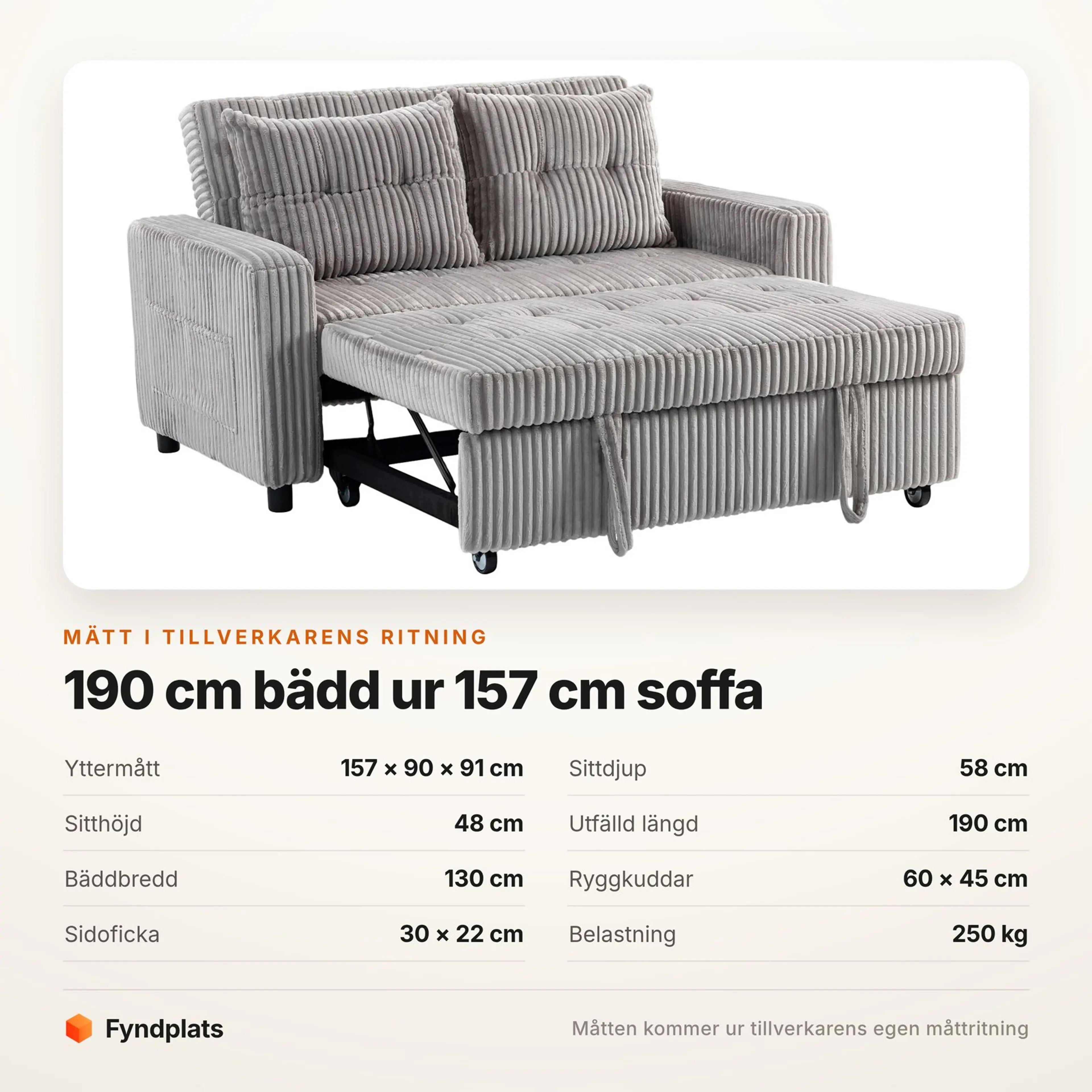 Fyndplats faktakort: yttermått, sittdjup, bädd och belastning