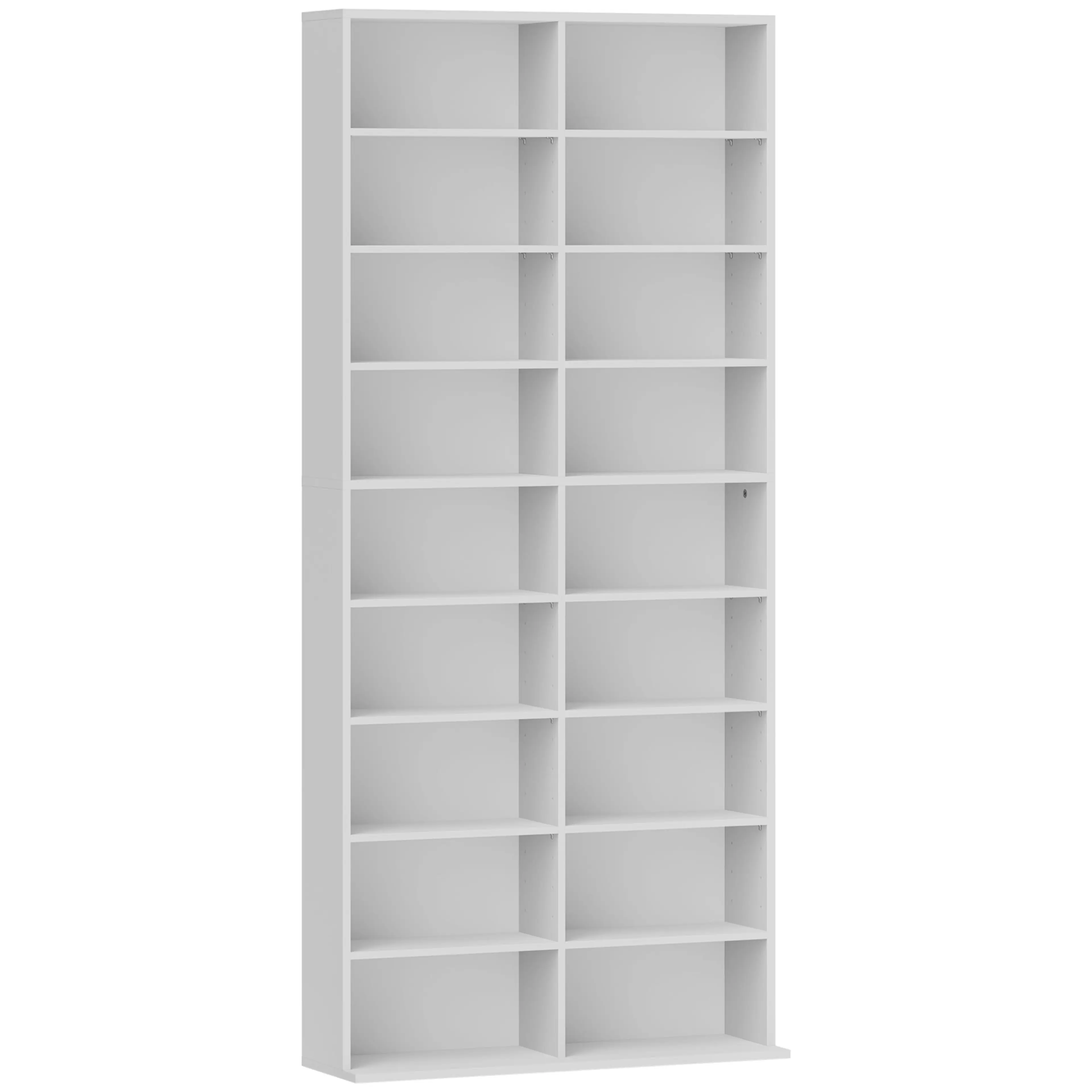 Mediahylla 175 cm med 18 fack för cd, dvd och blu-ray