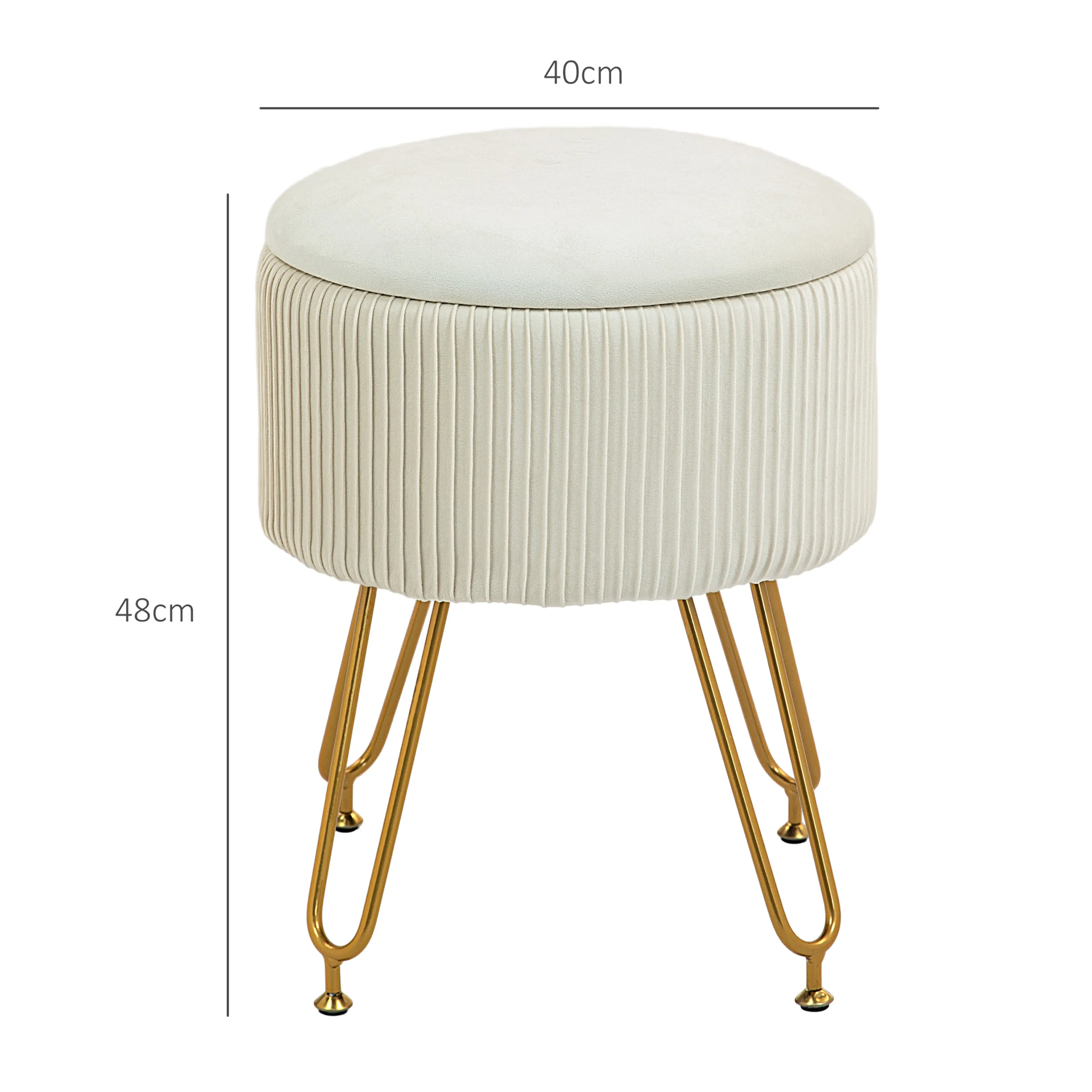 Måttbild: pallen är 40 cm i diameter och 48 cm hög