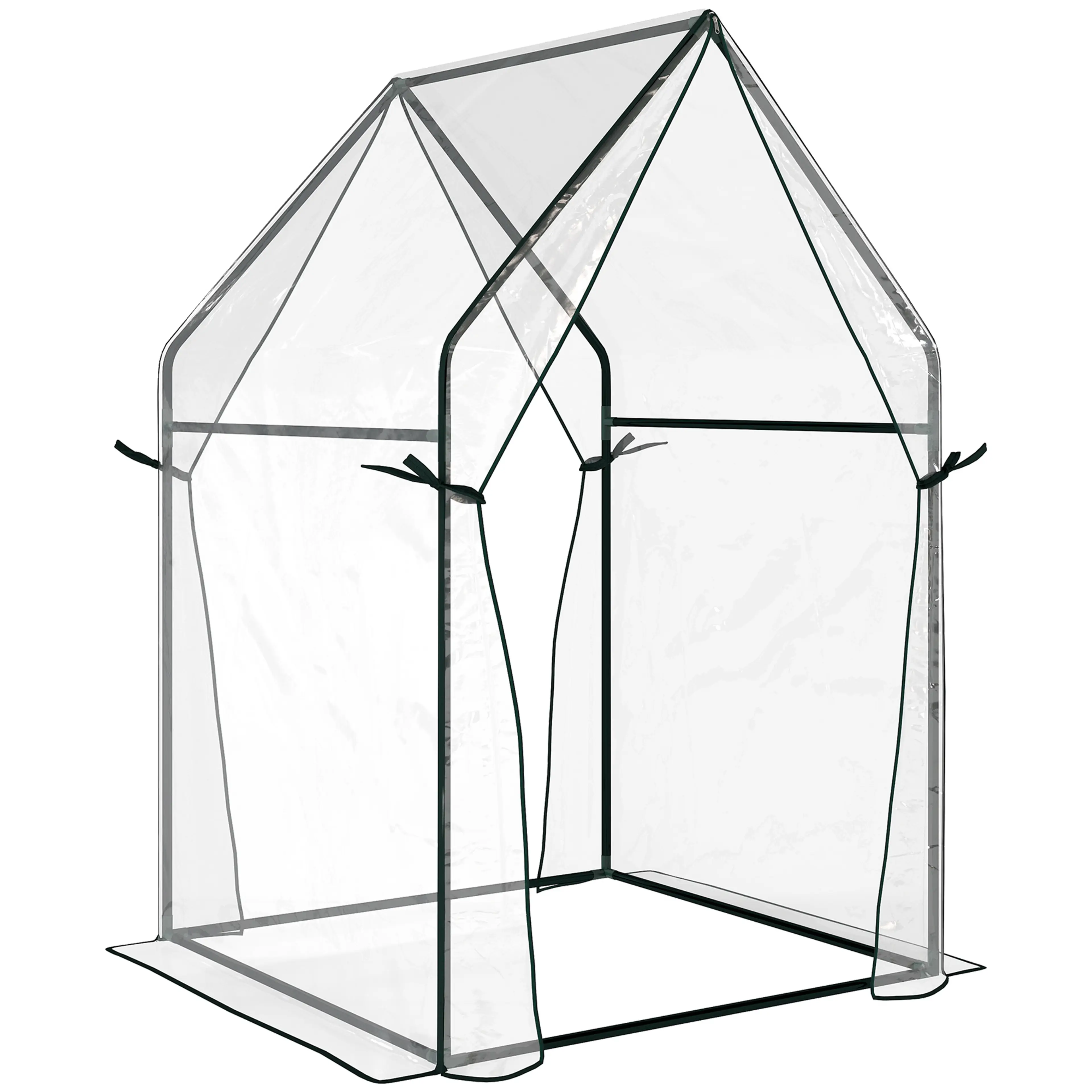 Miniväxthus 90 × 90 × 145 cm med två dörrar med dragkedja – transparent duk
