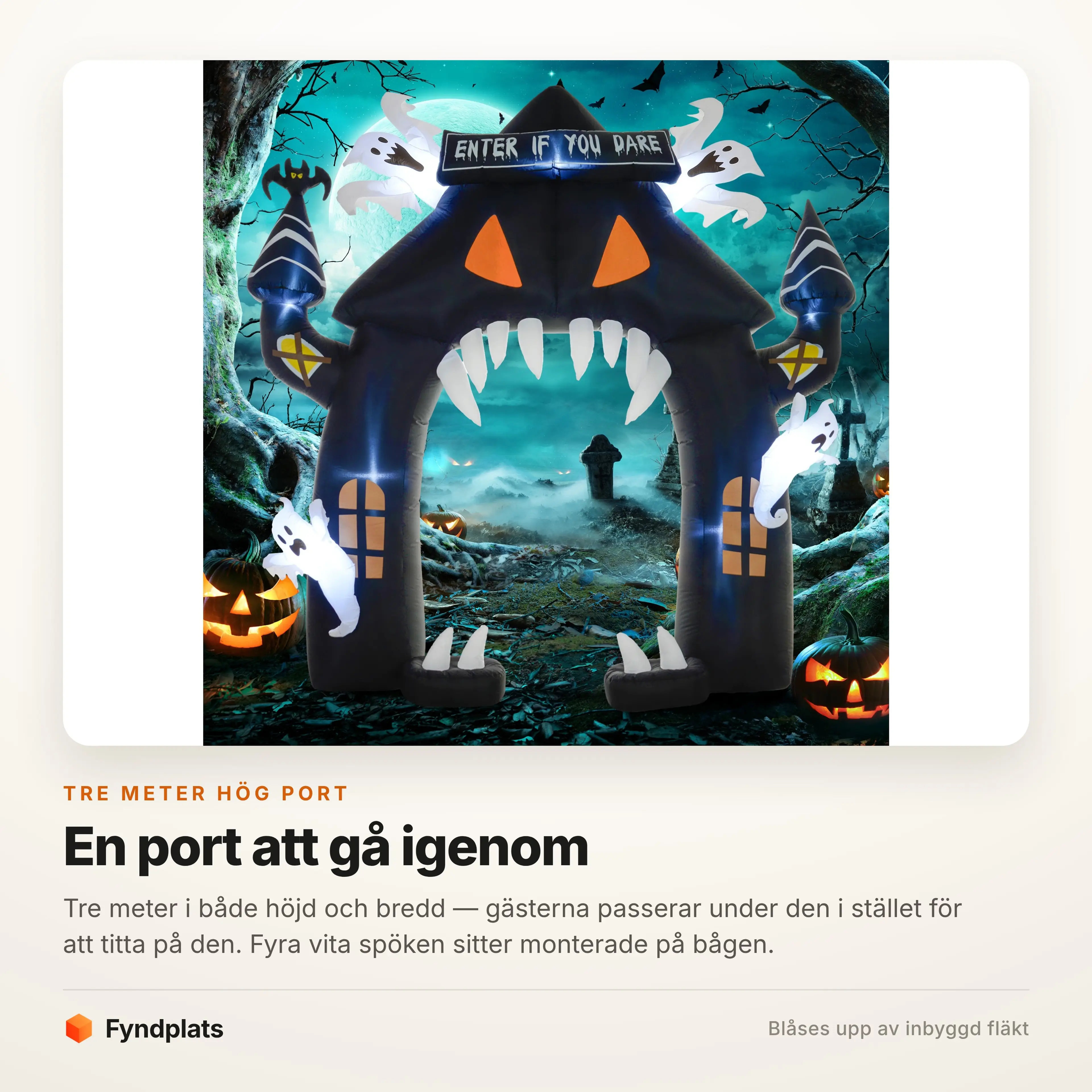 Porten tänd i mörker med spökena lysande