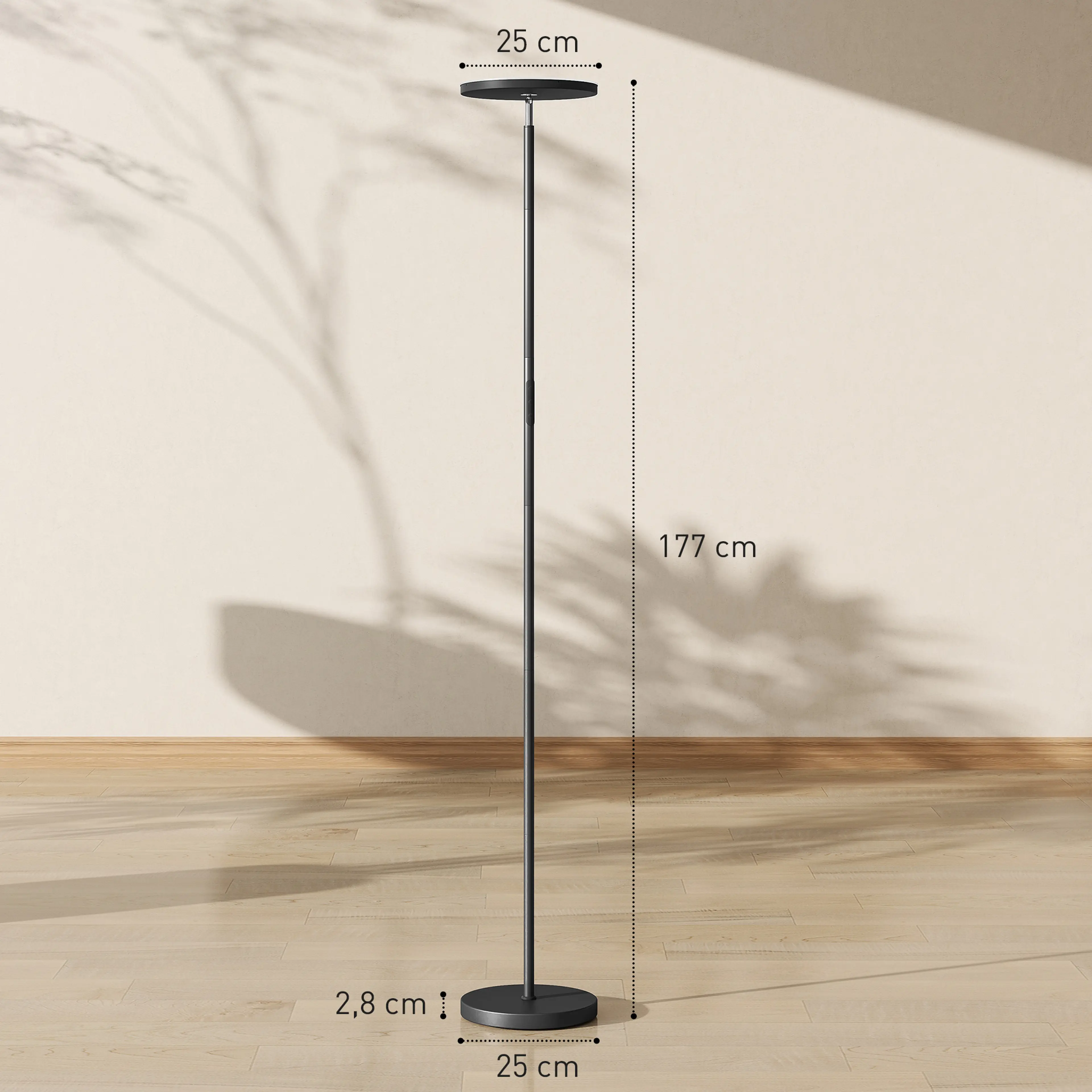 Golvlampa med uppljus 177 cm – 2 700 lumen mot taket, fjärrkontroll – bild 4