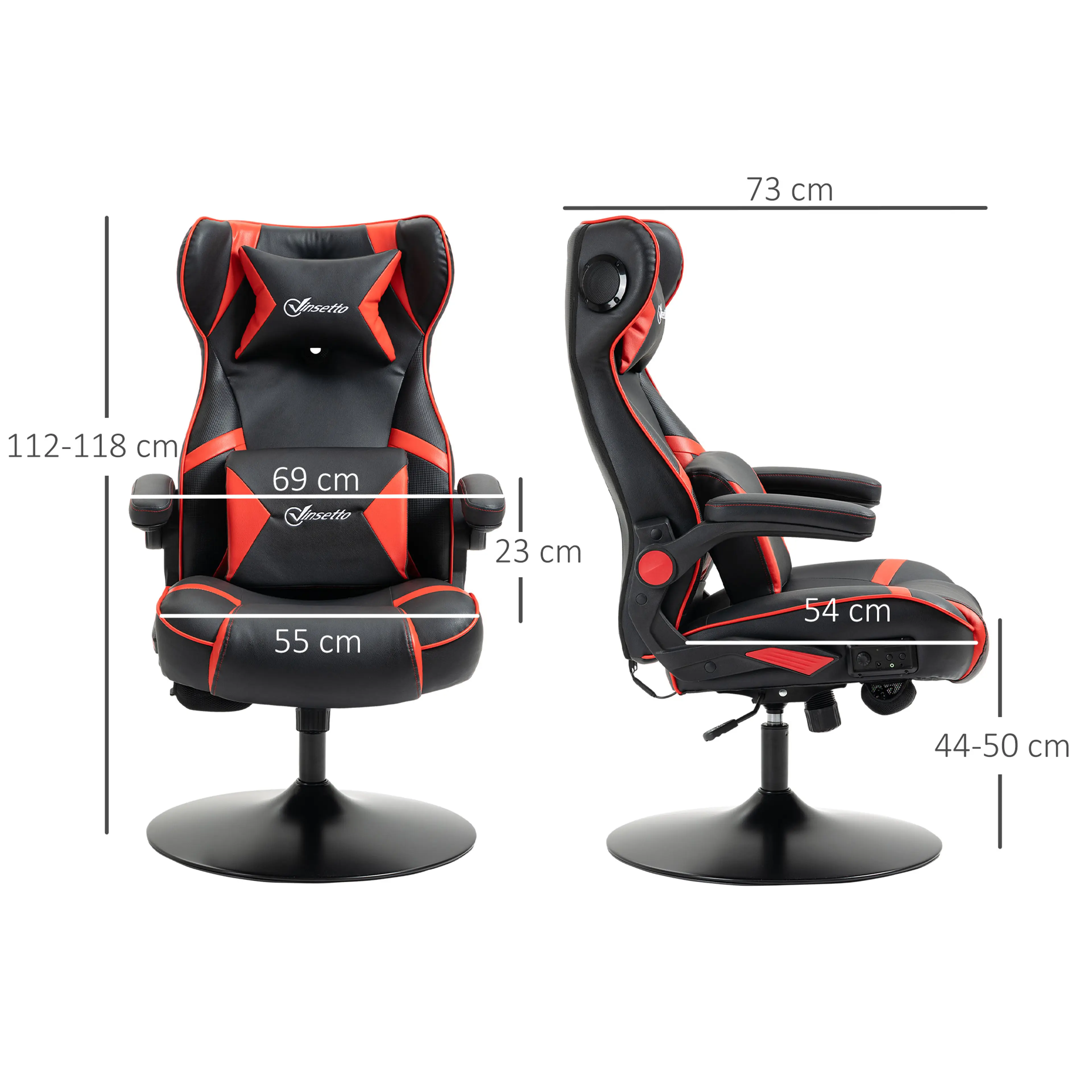 Gamingstol med inbyggda högtalare – piedestalfot, Bluetooth och USB – bild 4