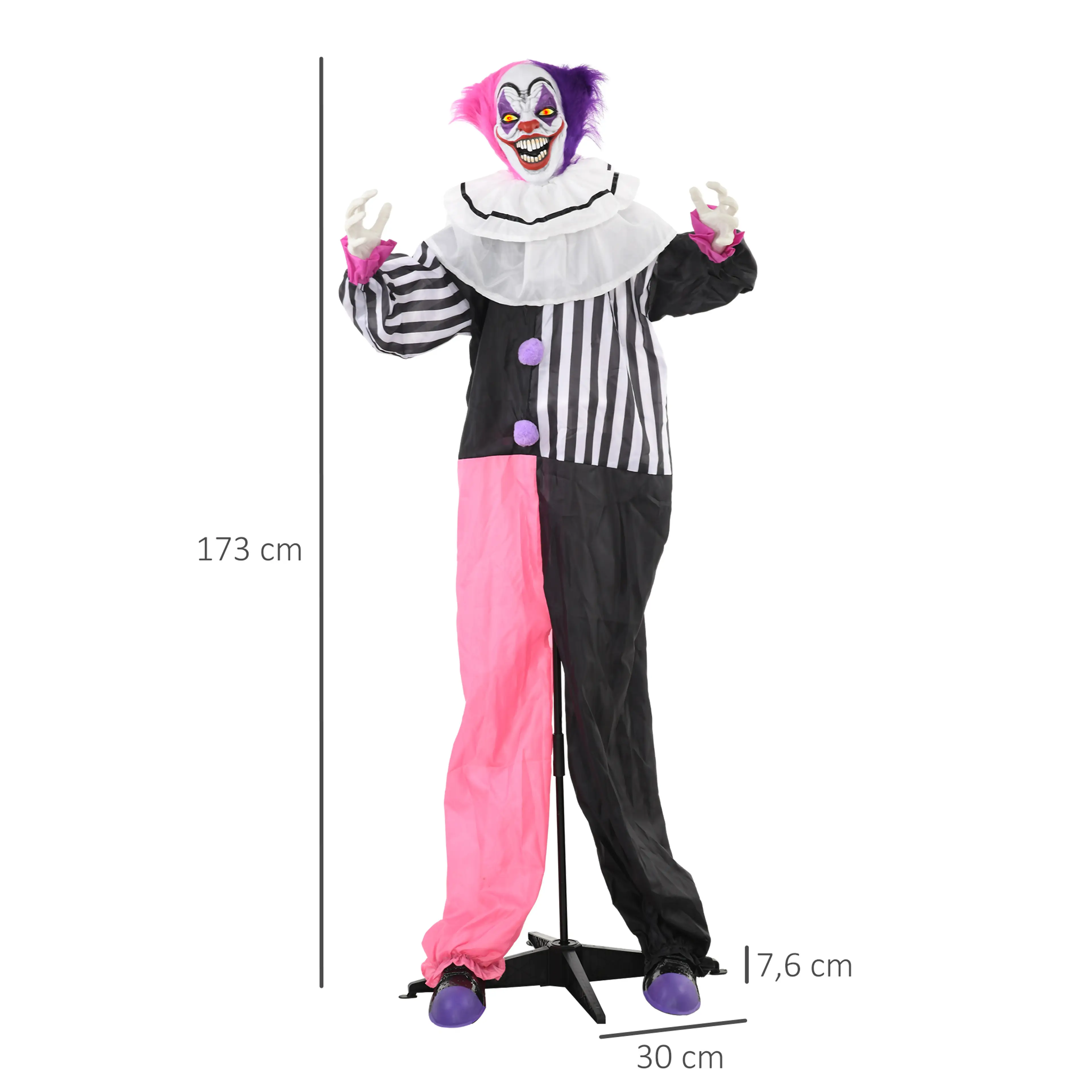 Måttskiss: 173 cm hög, 30 cm bred och 7,6 cm djup
