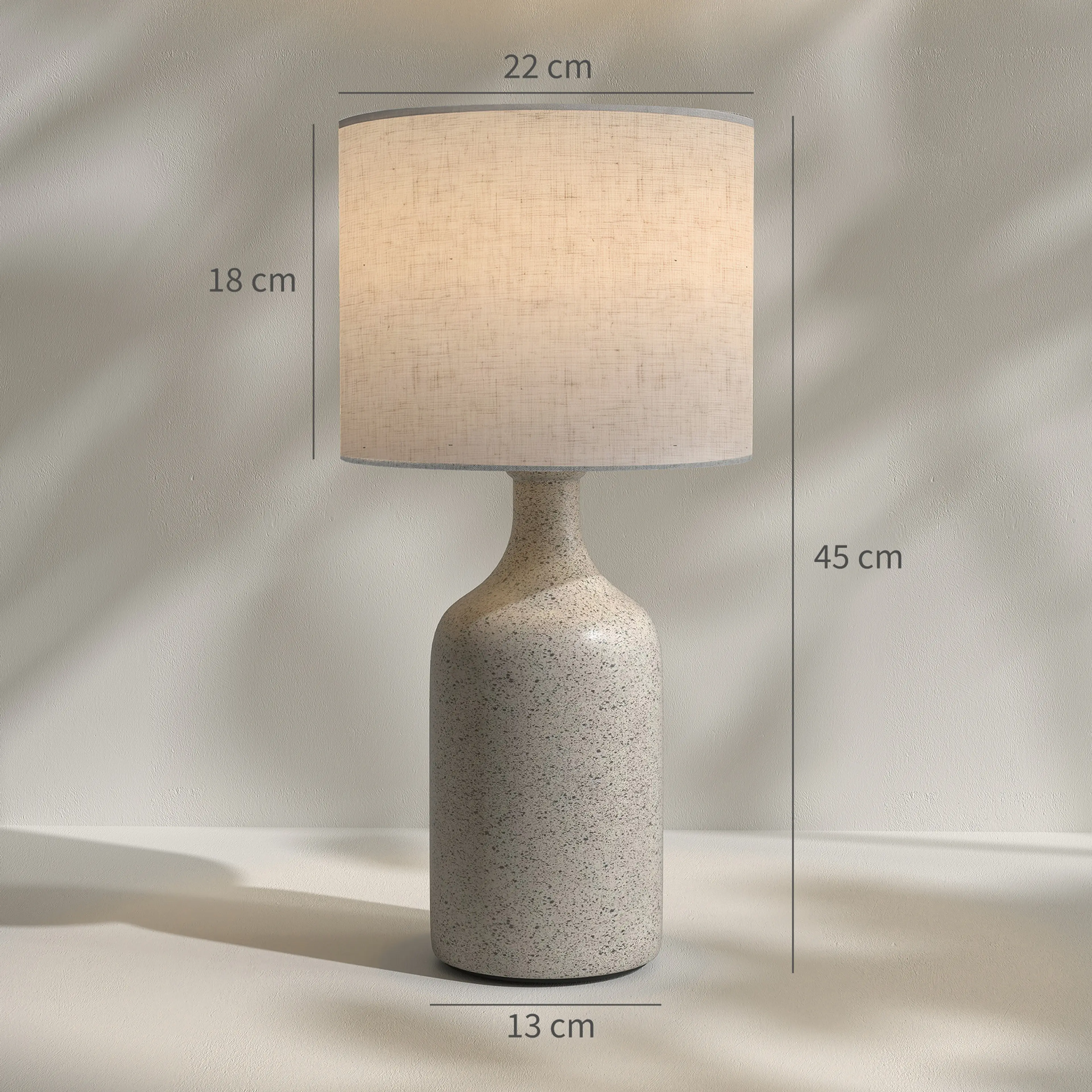 Bordslampa i keramik 45 cm – sandfärgad fot och skärm i linnelook – bild 4