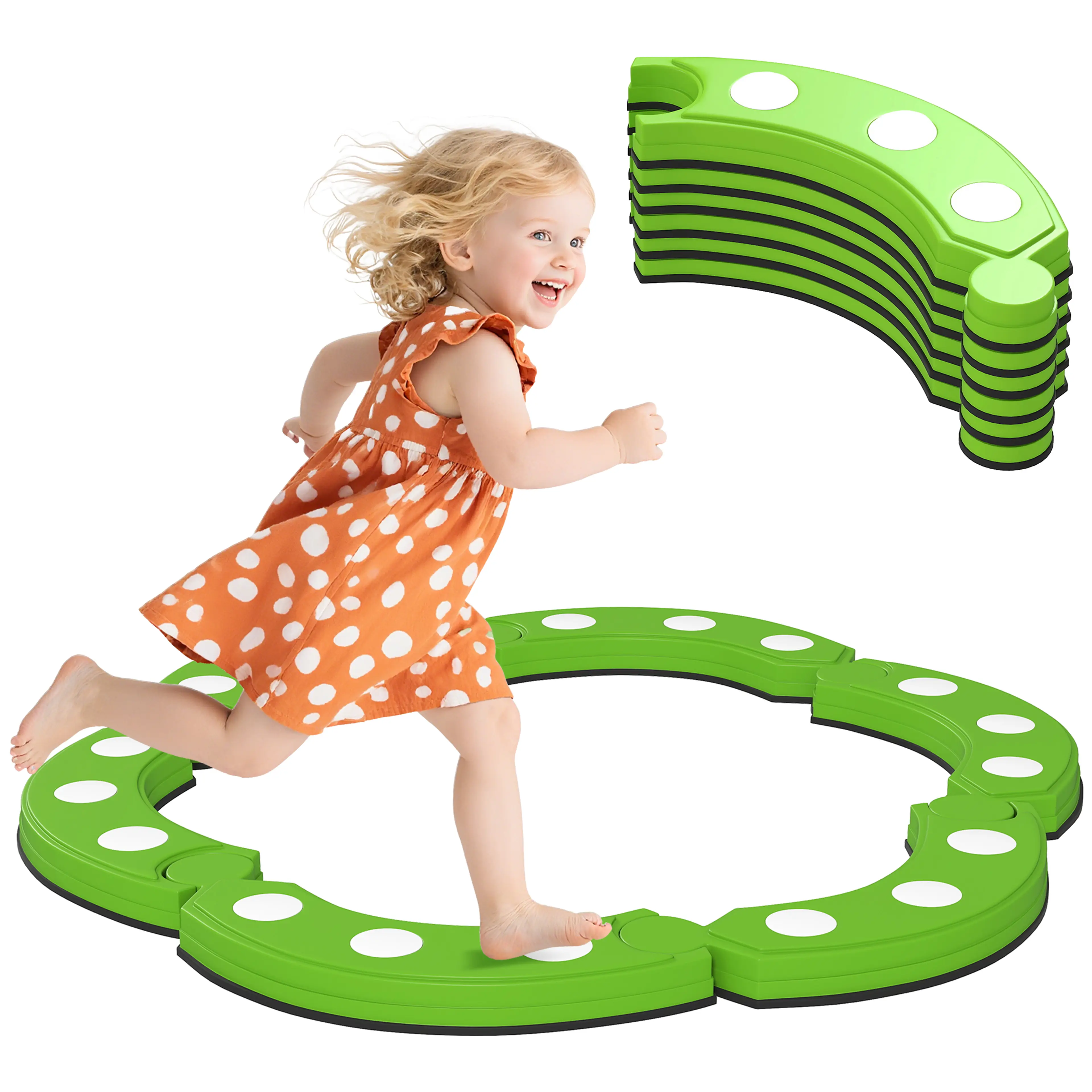 Balansbåge för barn 3–8 år – Montessori balansbana, 6 taktila delar