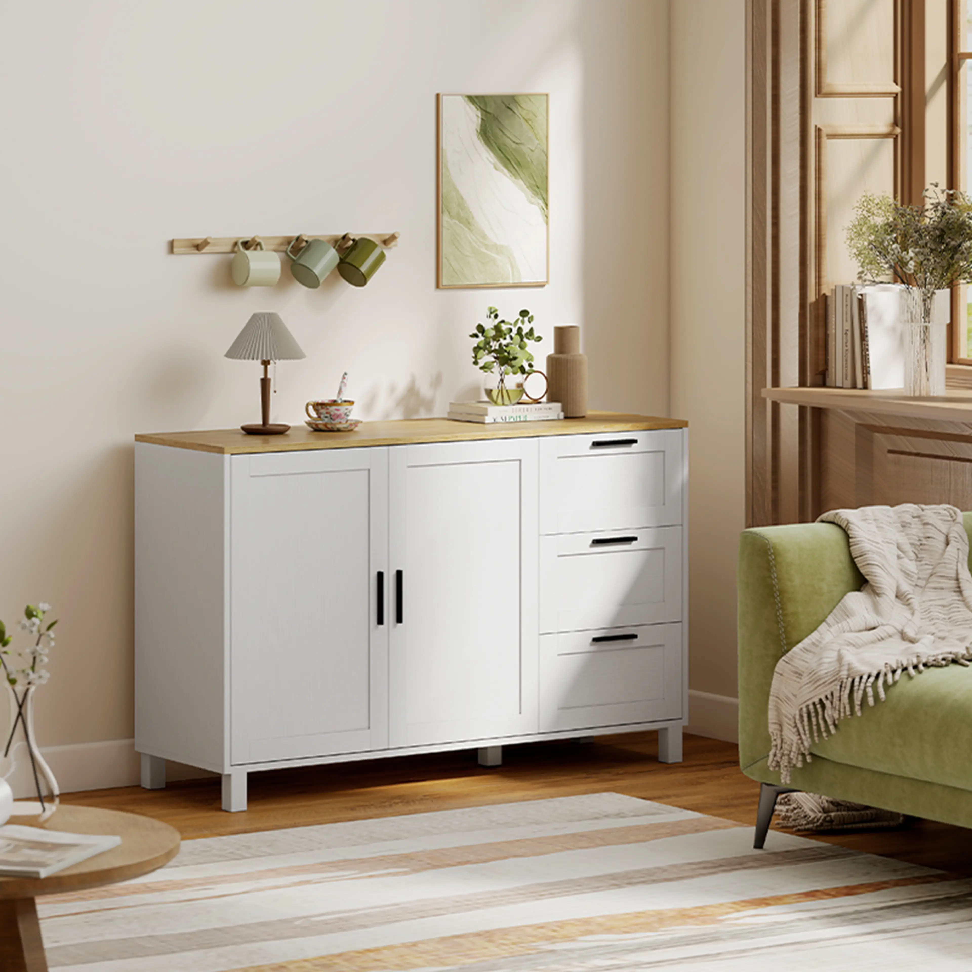 Sideboard 120 cm med soft close, tre lådor och tippskydd – bild 3