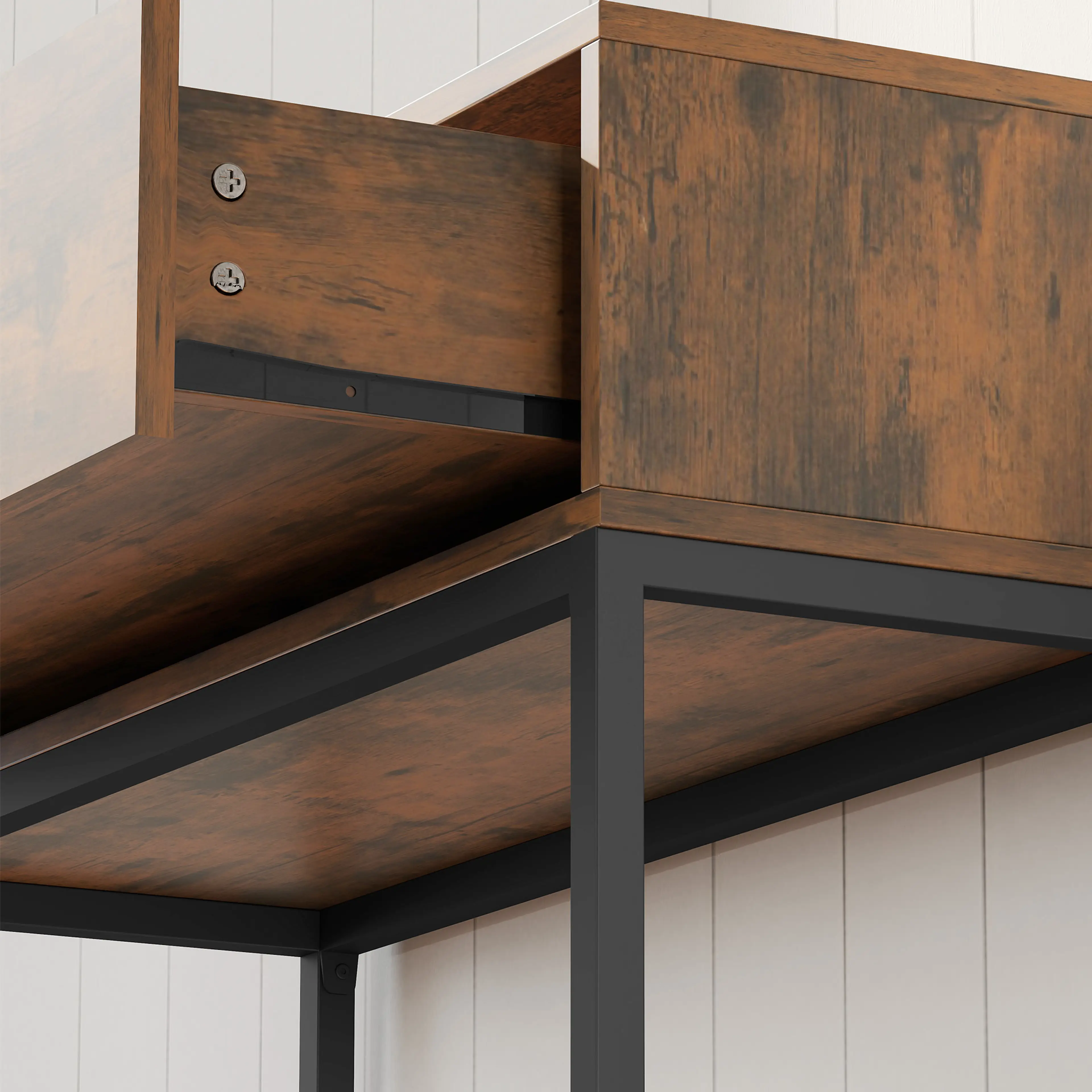 Konsolbord med låda 80 cm, rustik brun – bild 6