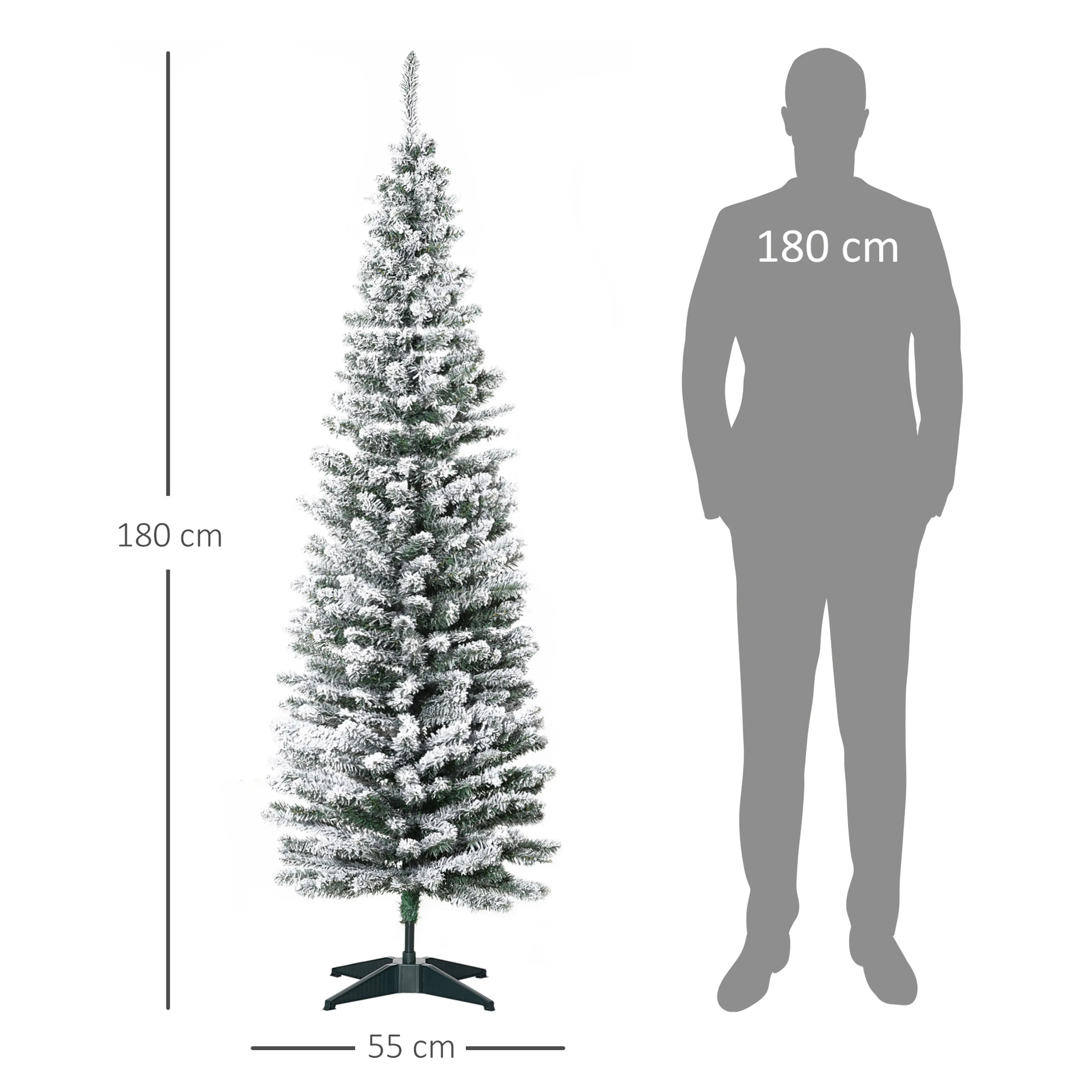 Måttskiss: 180 cm hög och 55 cm bred