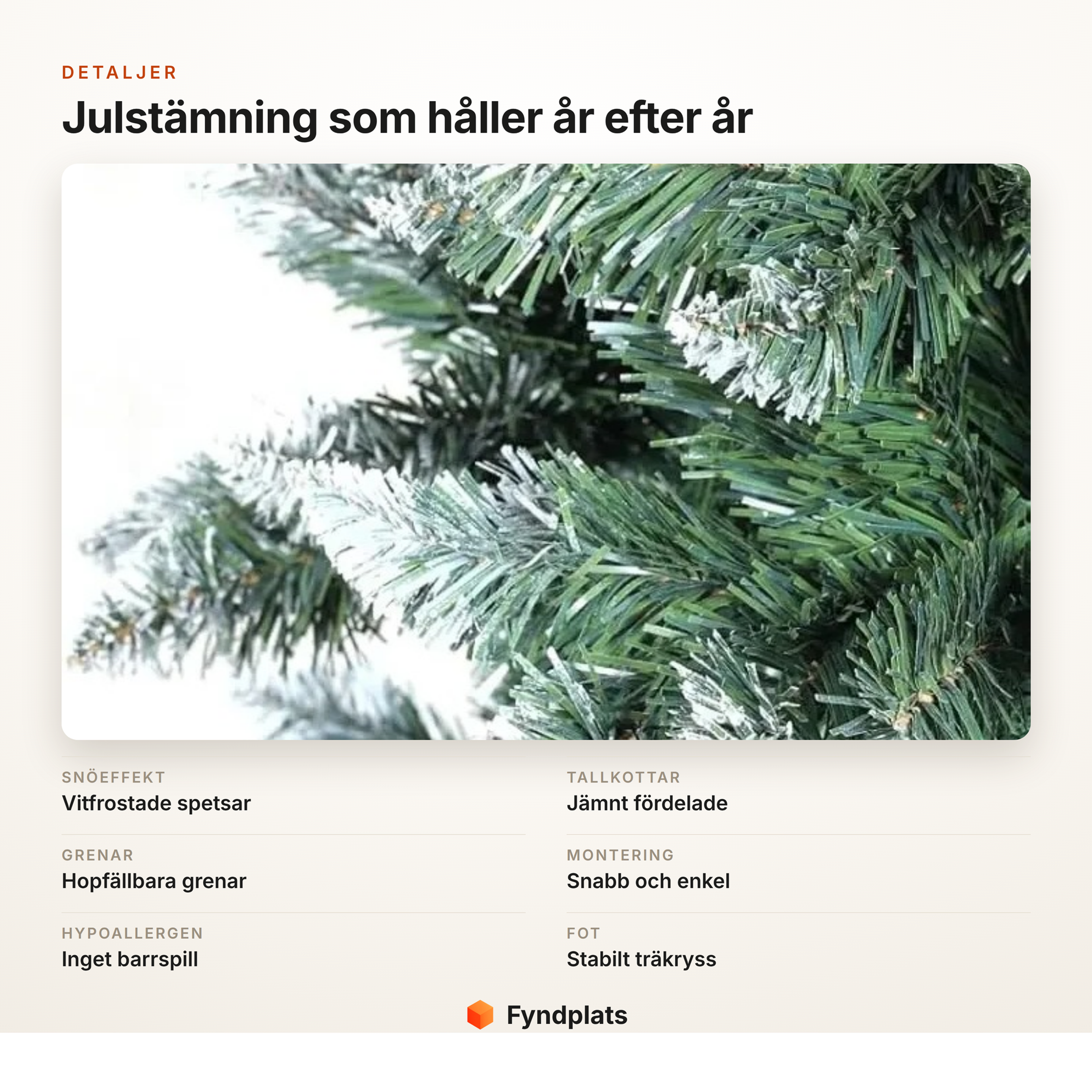 Detaljkort med närbild på julgranens vitfrostade grenar och tallkottar