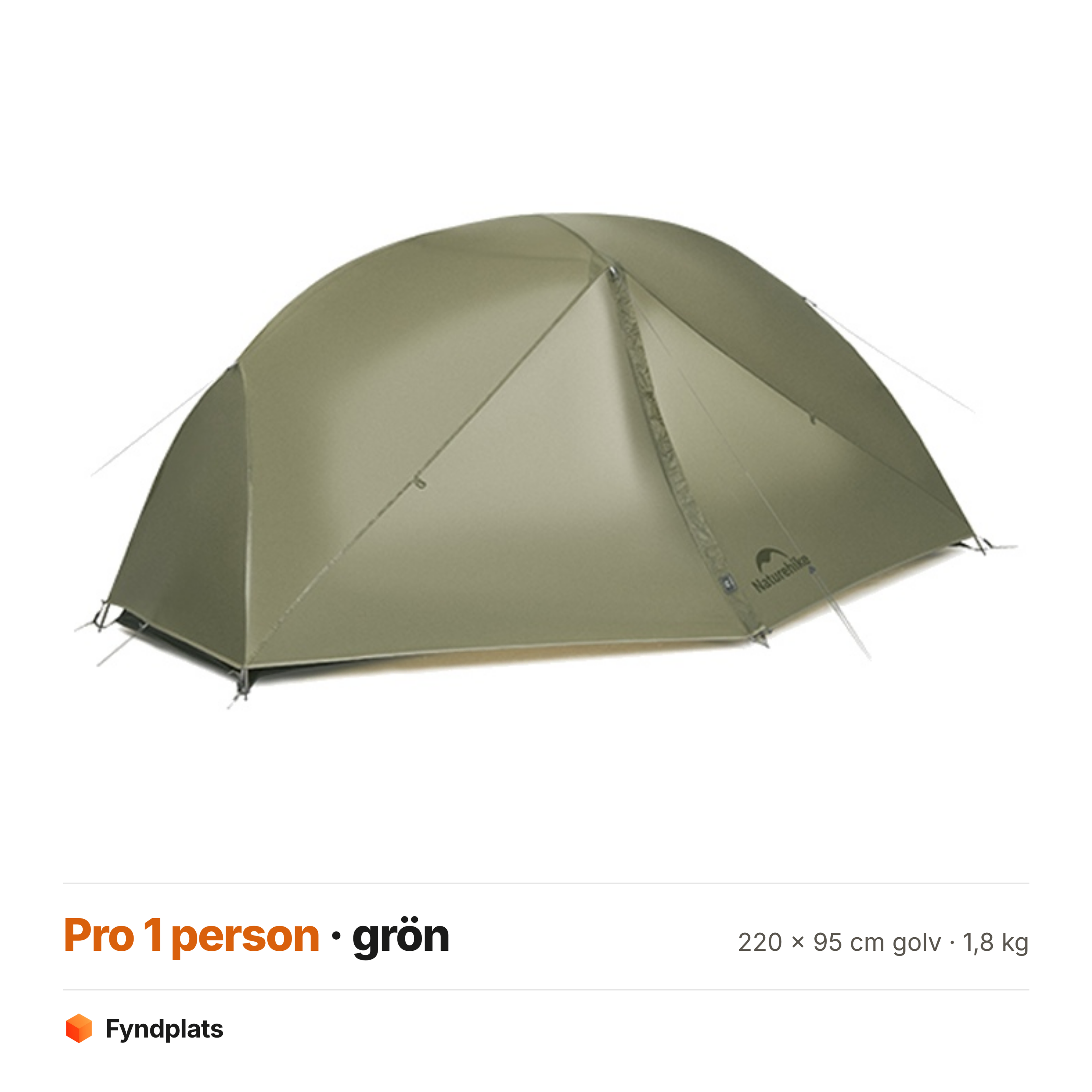 Mongar Pro för 1 person i grönt – 220 × 95 cm golv och 1,8 kg