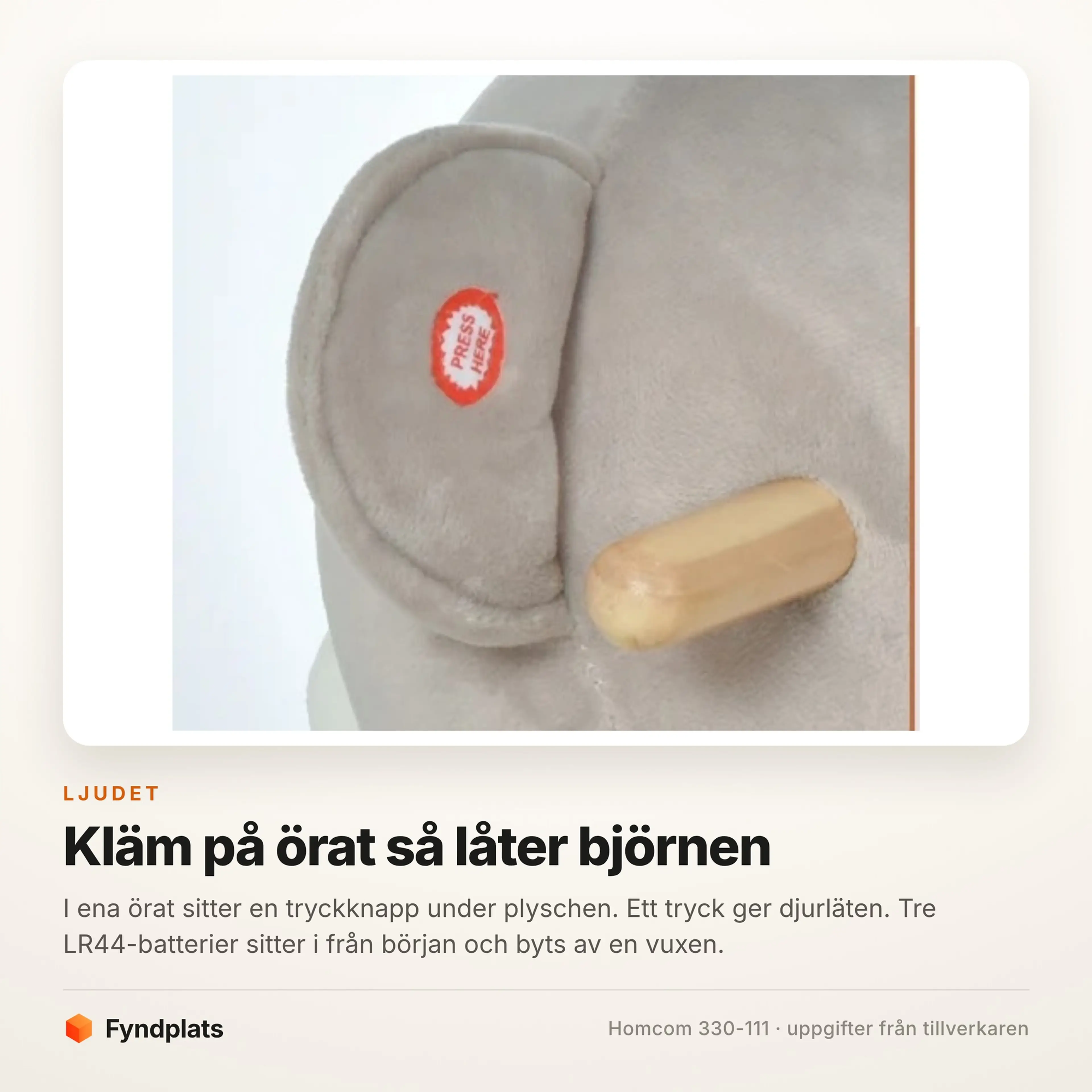 Gunghäst nallebjörn med bälte och ljud – från 18 månader – bild 4