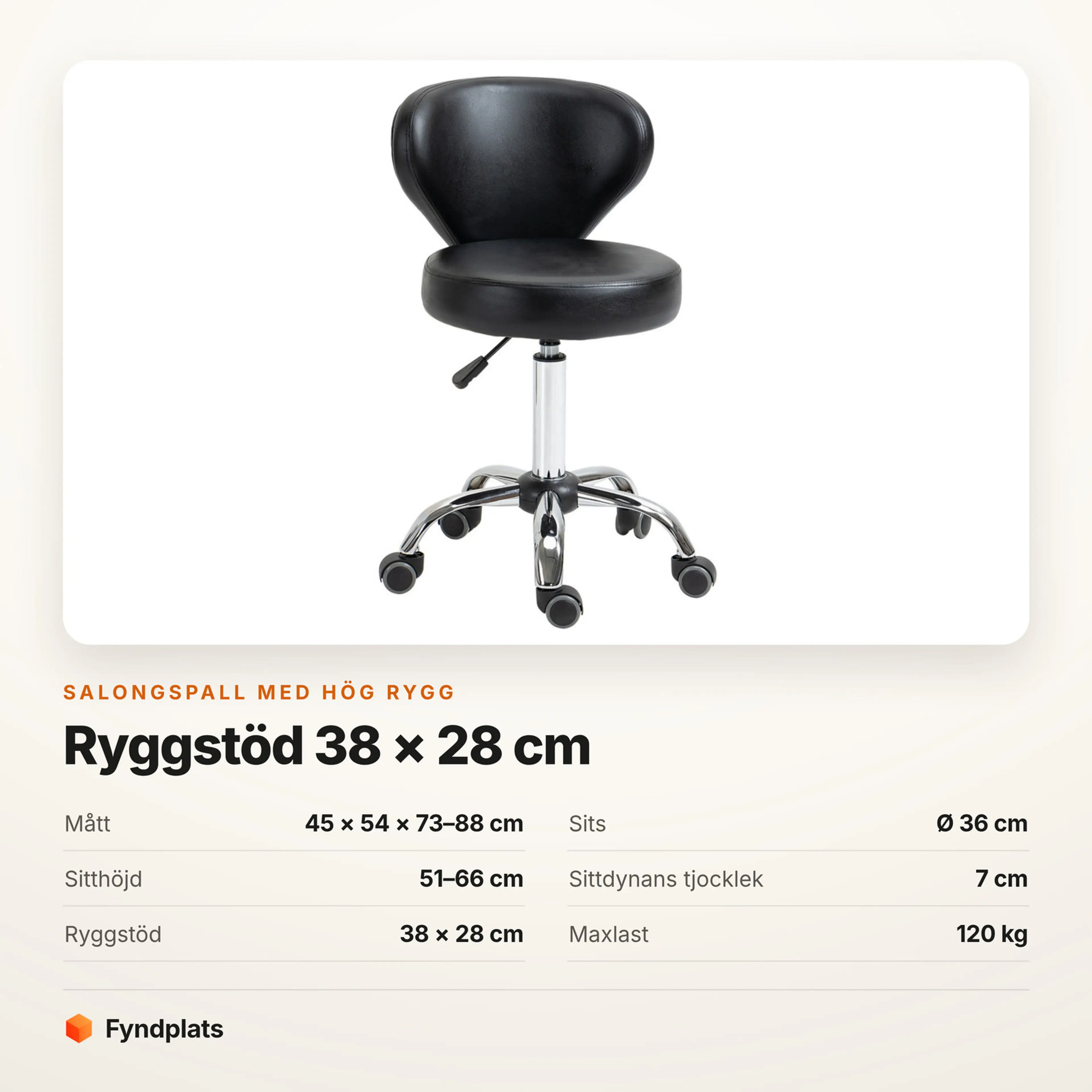 Faktakort: Salongspall i svart konstläder