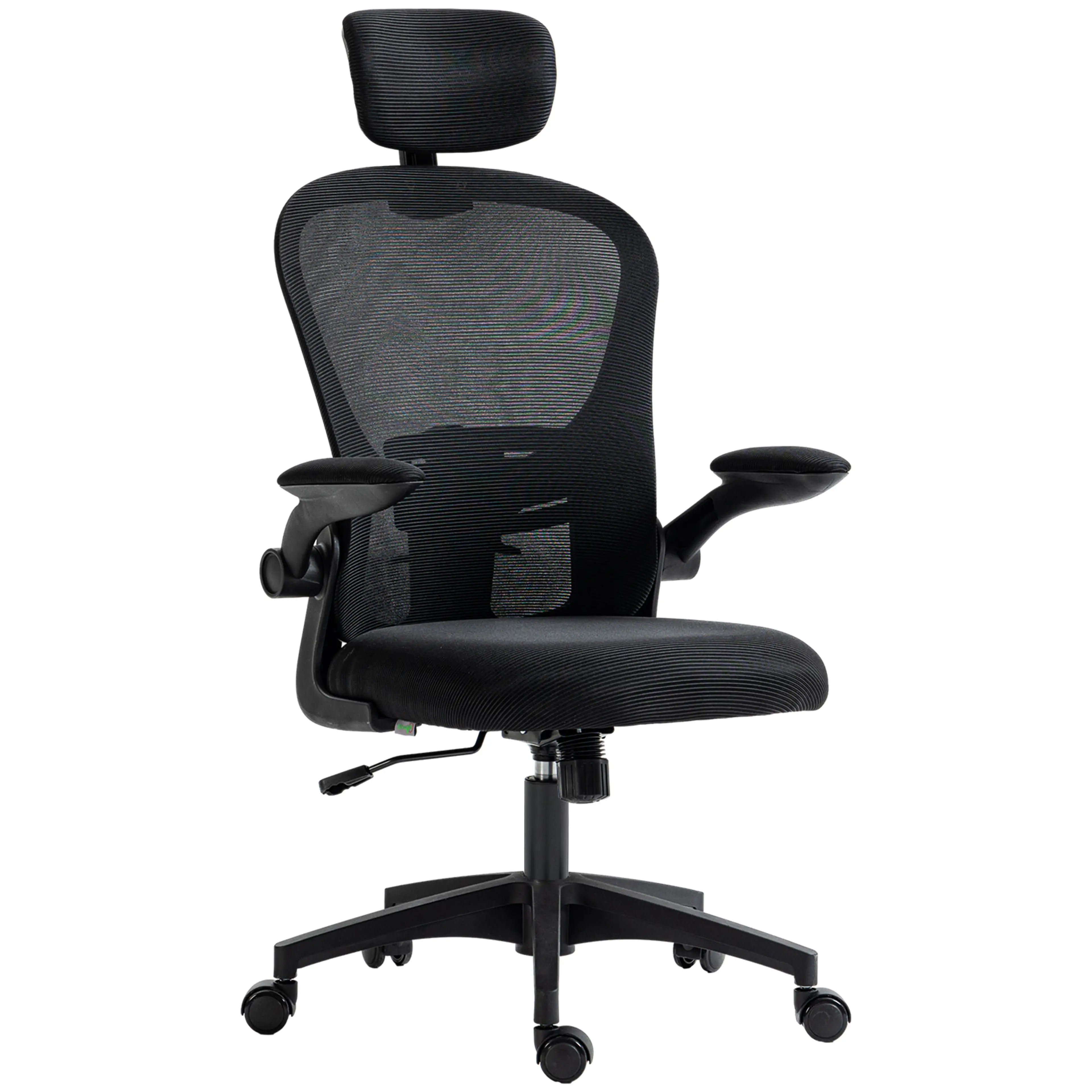 Ergonomisk kontorsstol med nackstöd, nätrygg och justerbart svankstöd