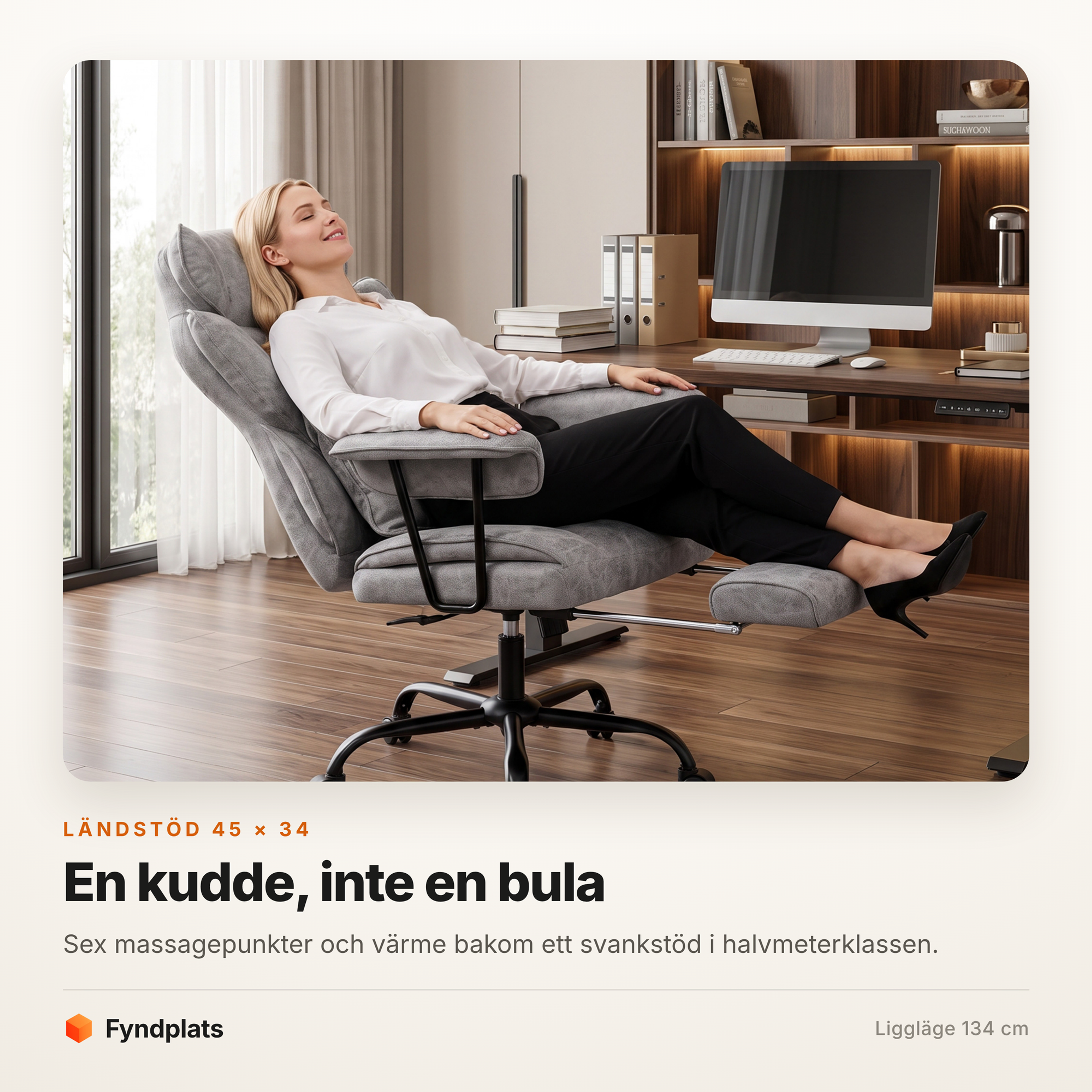 Massagestol med sex punkter och värme – brett ländstöd, 134 cm liggläge – bild 2