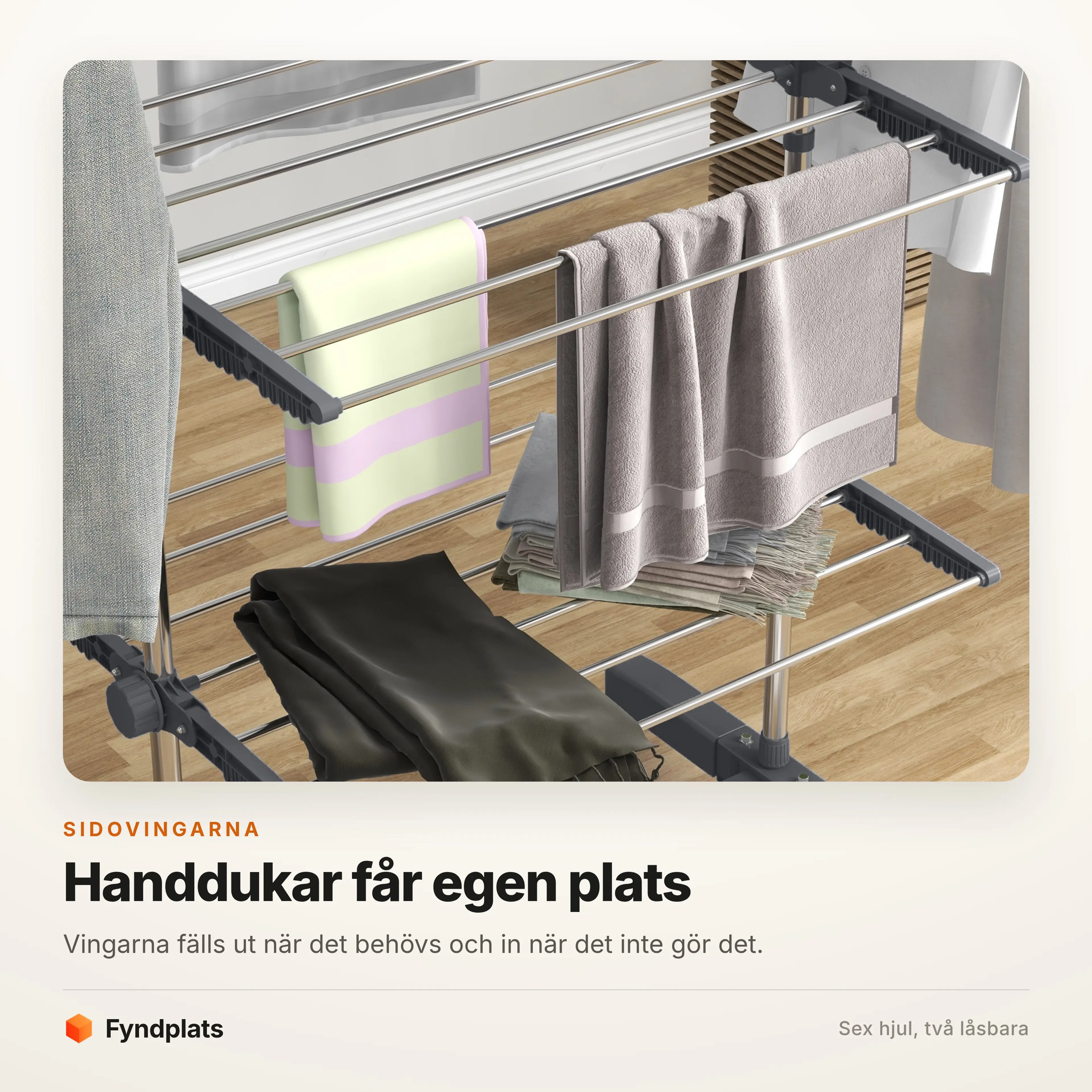 Handdukar hänger på de utfällda sidovingarna