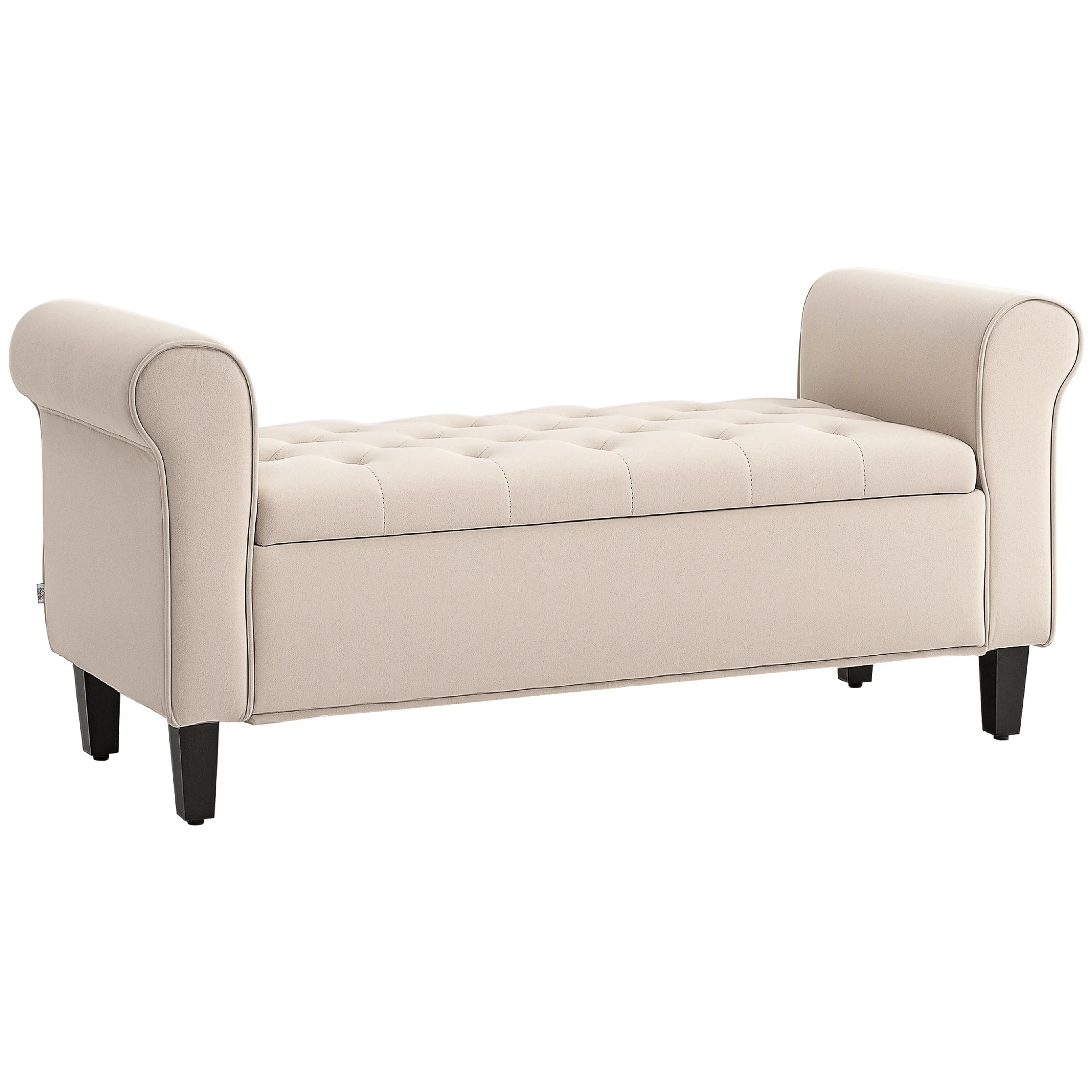 Sängbänk 126 cm med förvaring, beige