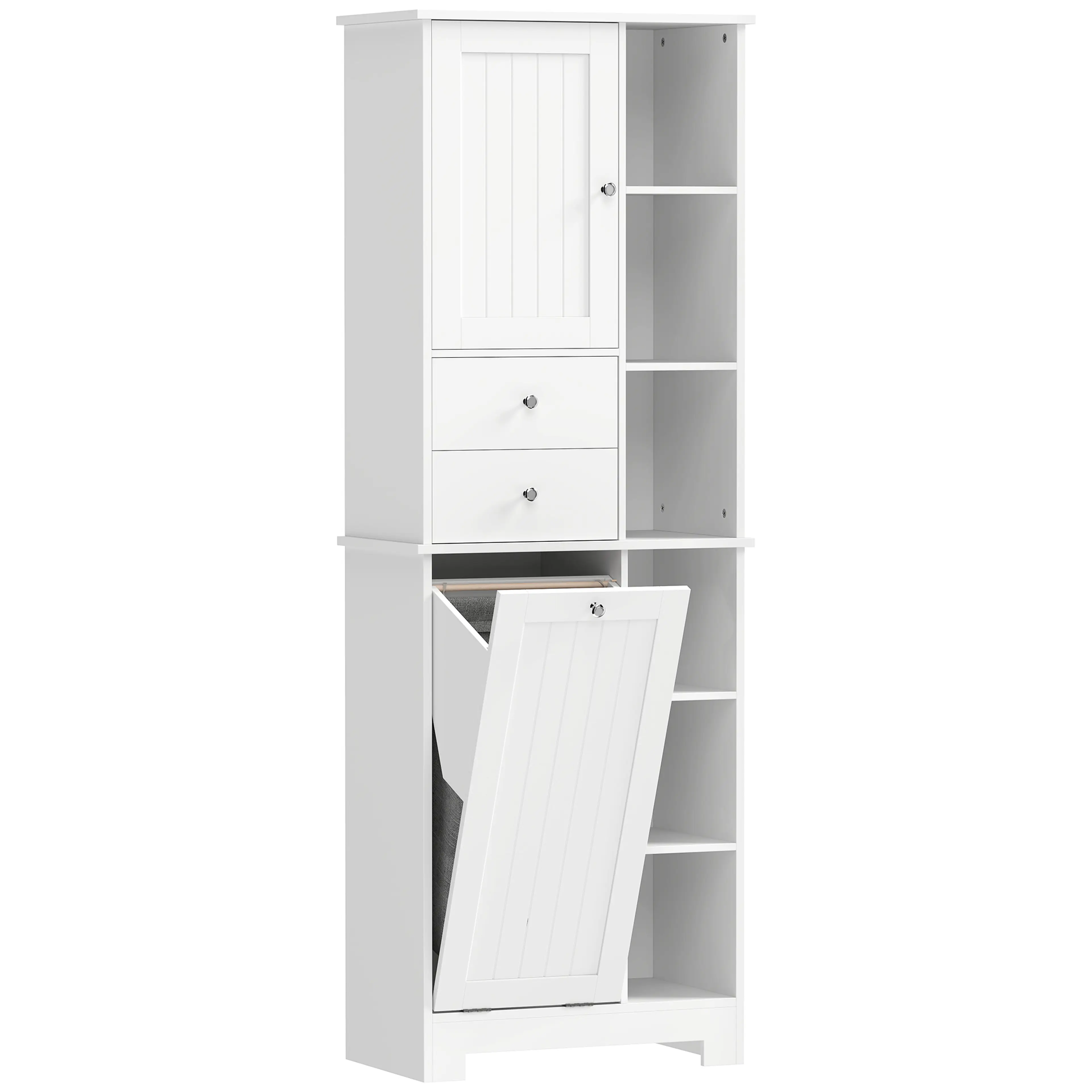 Högskåp badrum 60 × 171 cm med tippbar tvättkorg