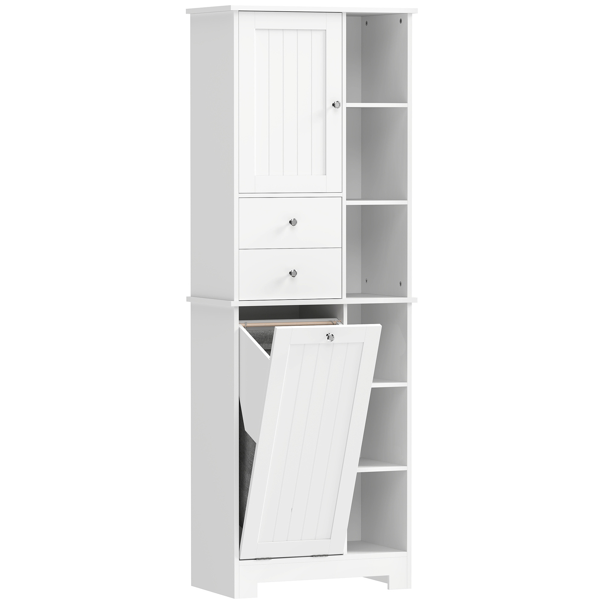 Högskåp badrum 60 × 171 cm med tippbar tvättkorg