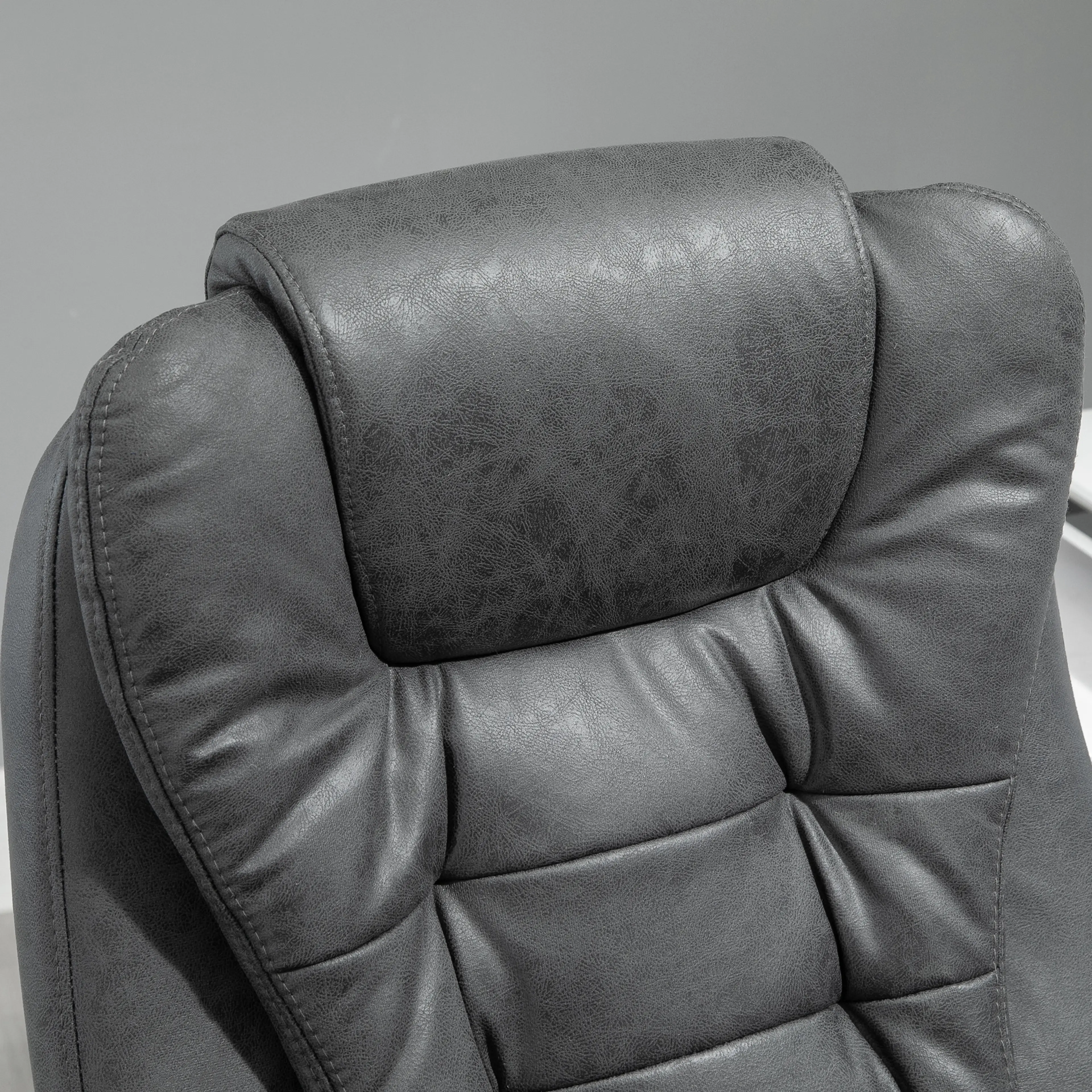 Massagestol mörkgrå i mikrofiber – sex punkter med värme, 138 cm utfälld – bild 6