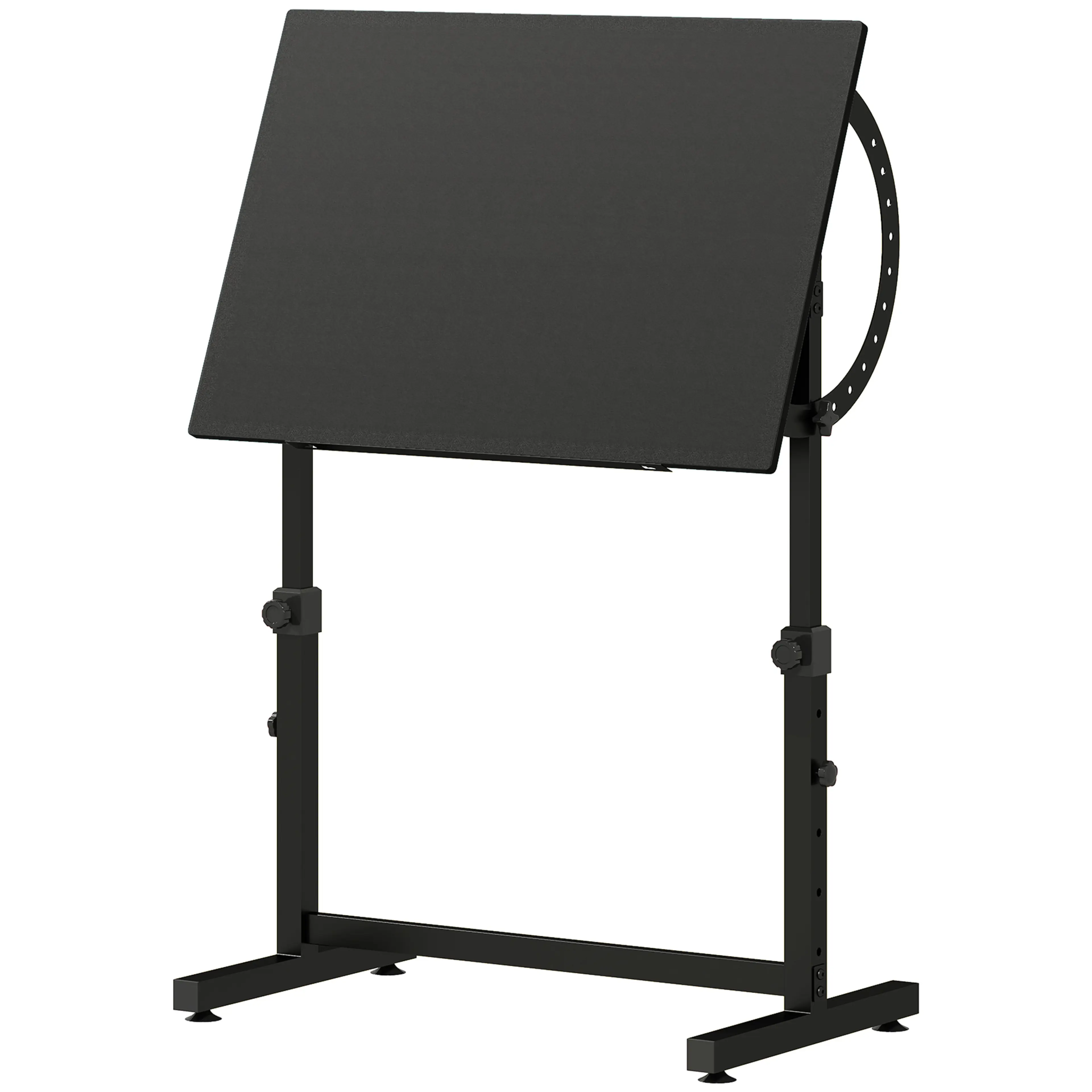 Ritbord med lutbar skiva 90 × 60 cm – höjd 70–90 cm i fem steg, svart