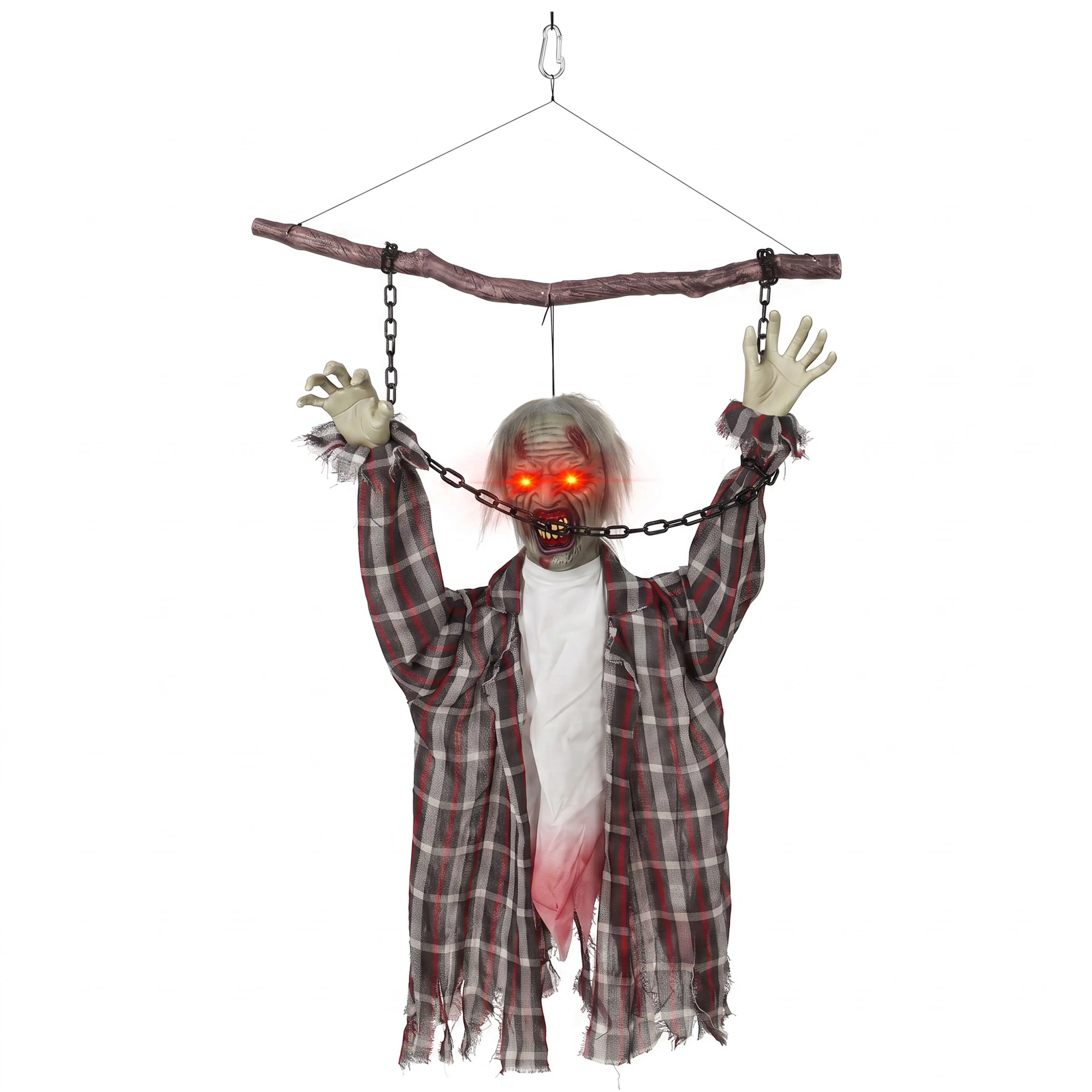 Hängande zombie 110 cm i kedjor – skriker och skakar