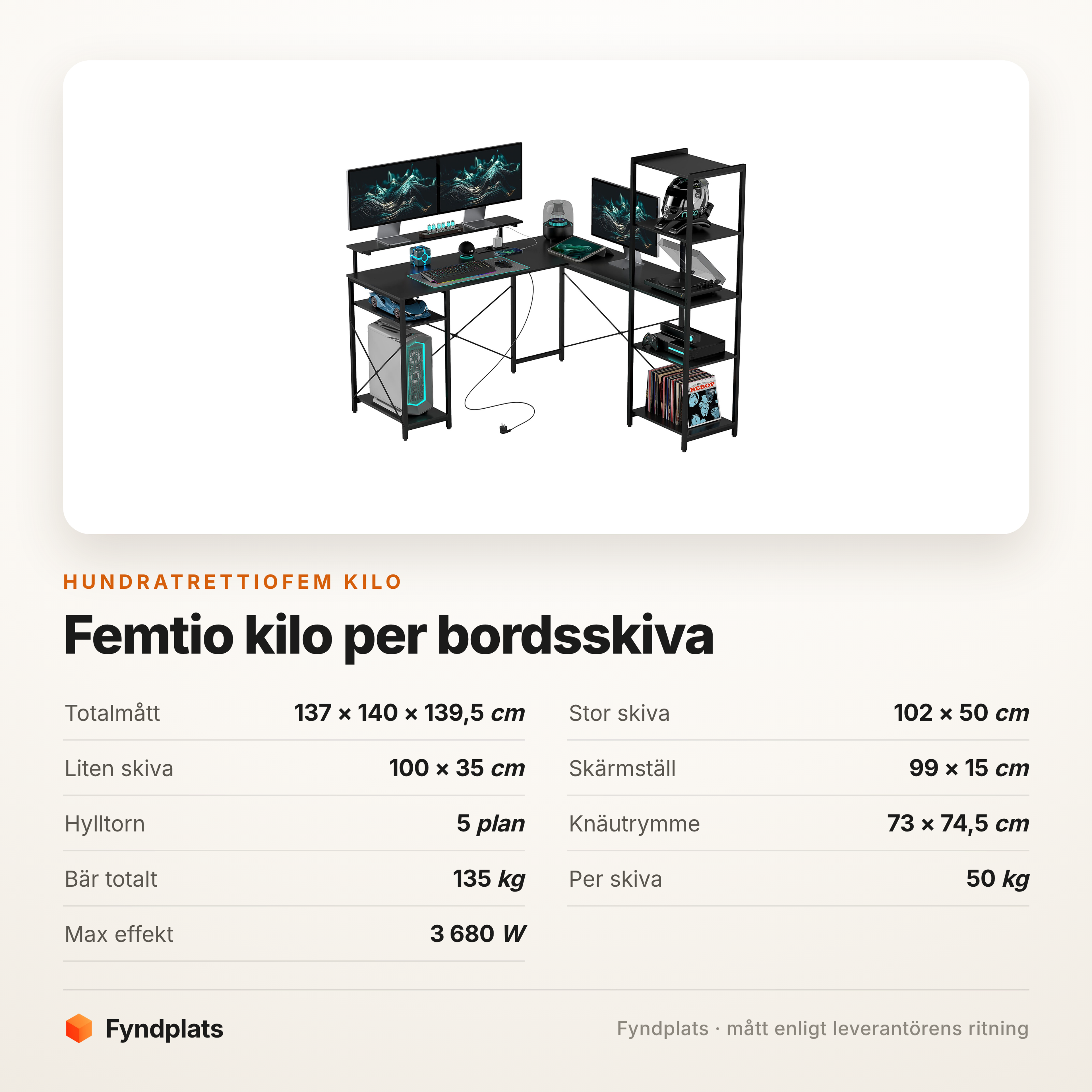 Hörnskrivbord med laddstation och hylltorn – svart – bild 5